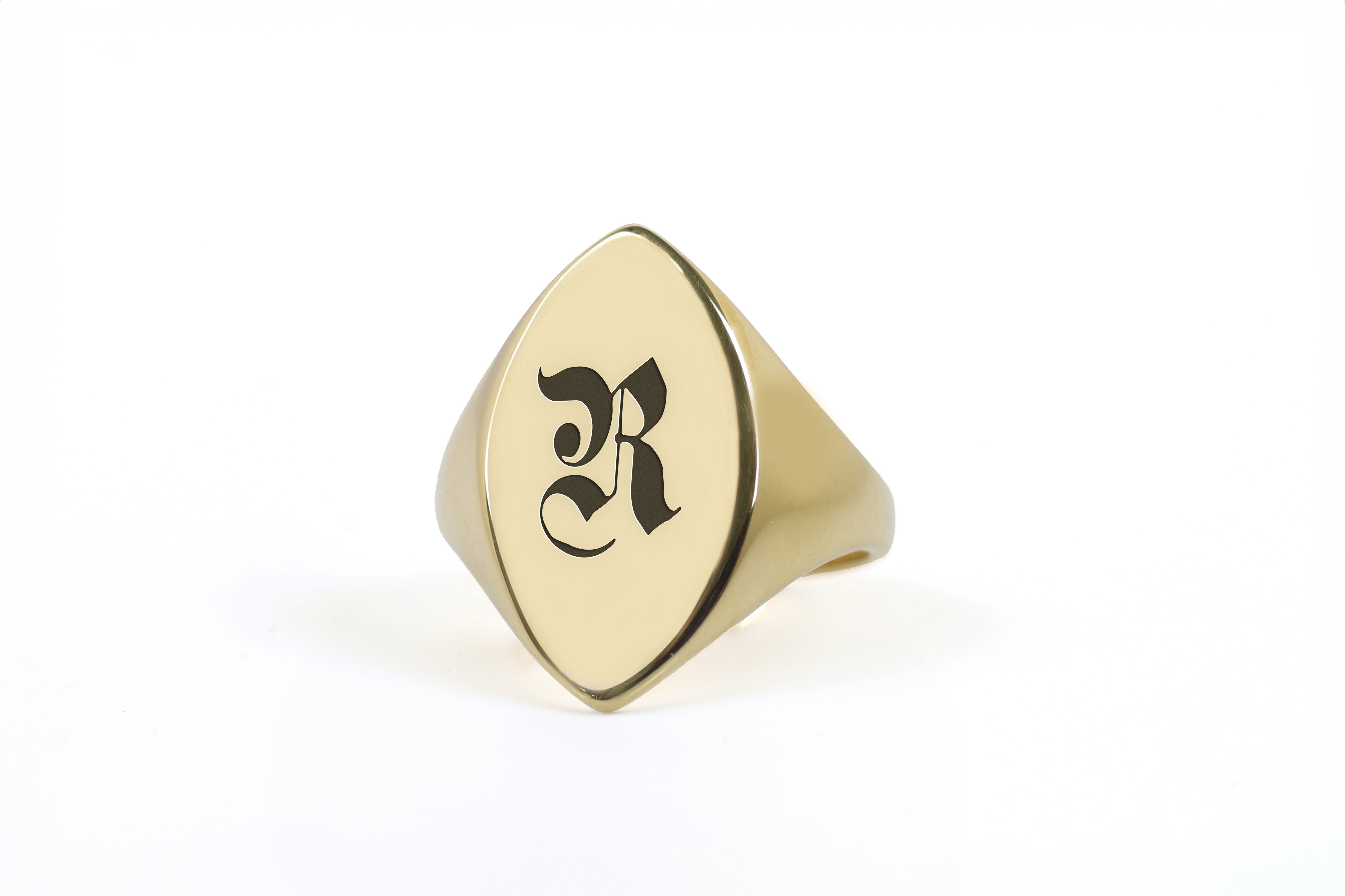 Gothic Font Engraved Ring