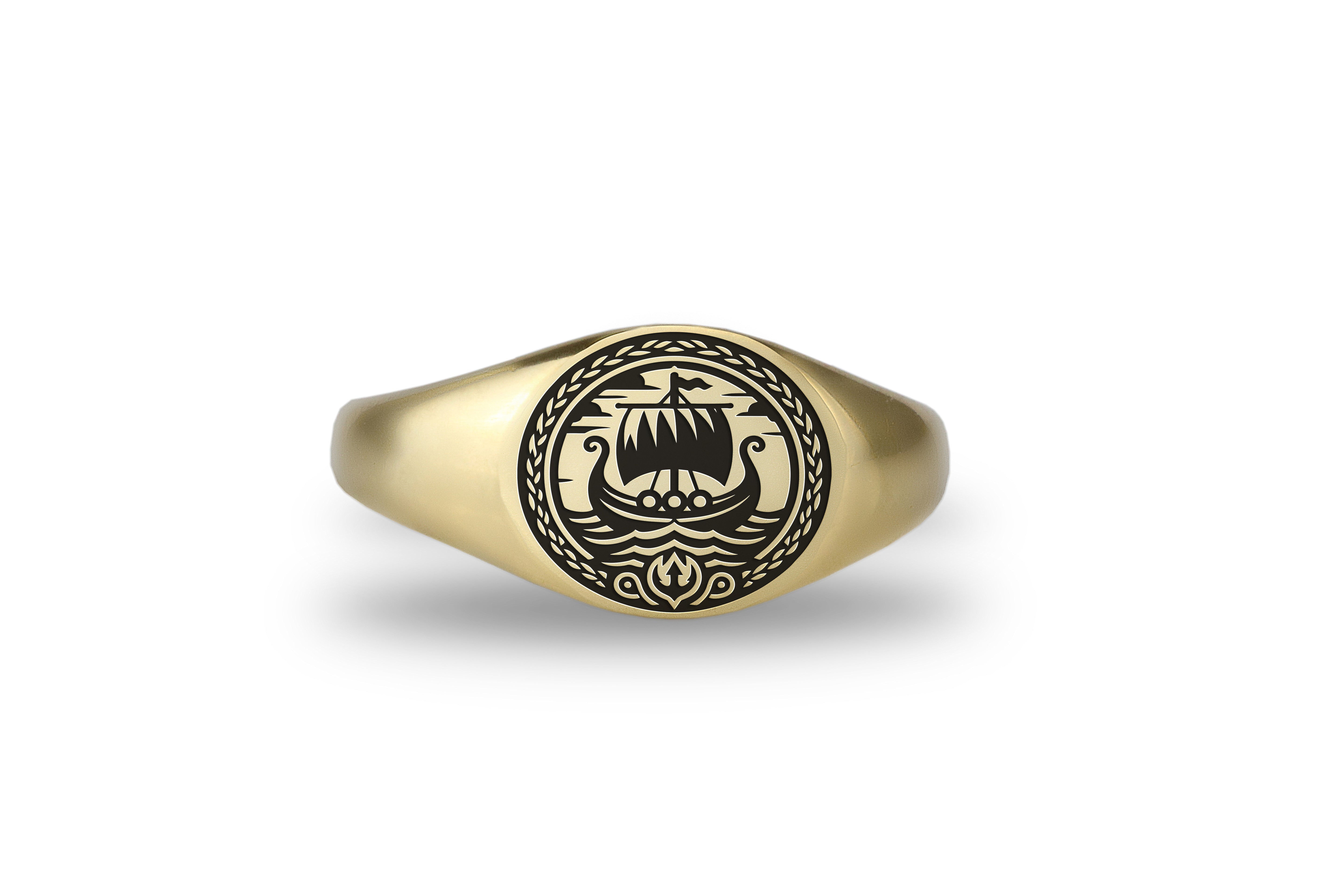 14k Gold Vikings Boat Ring