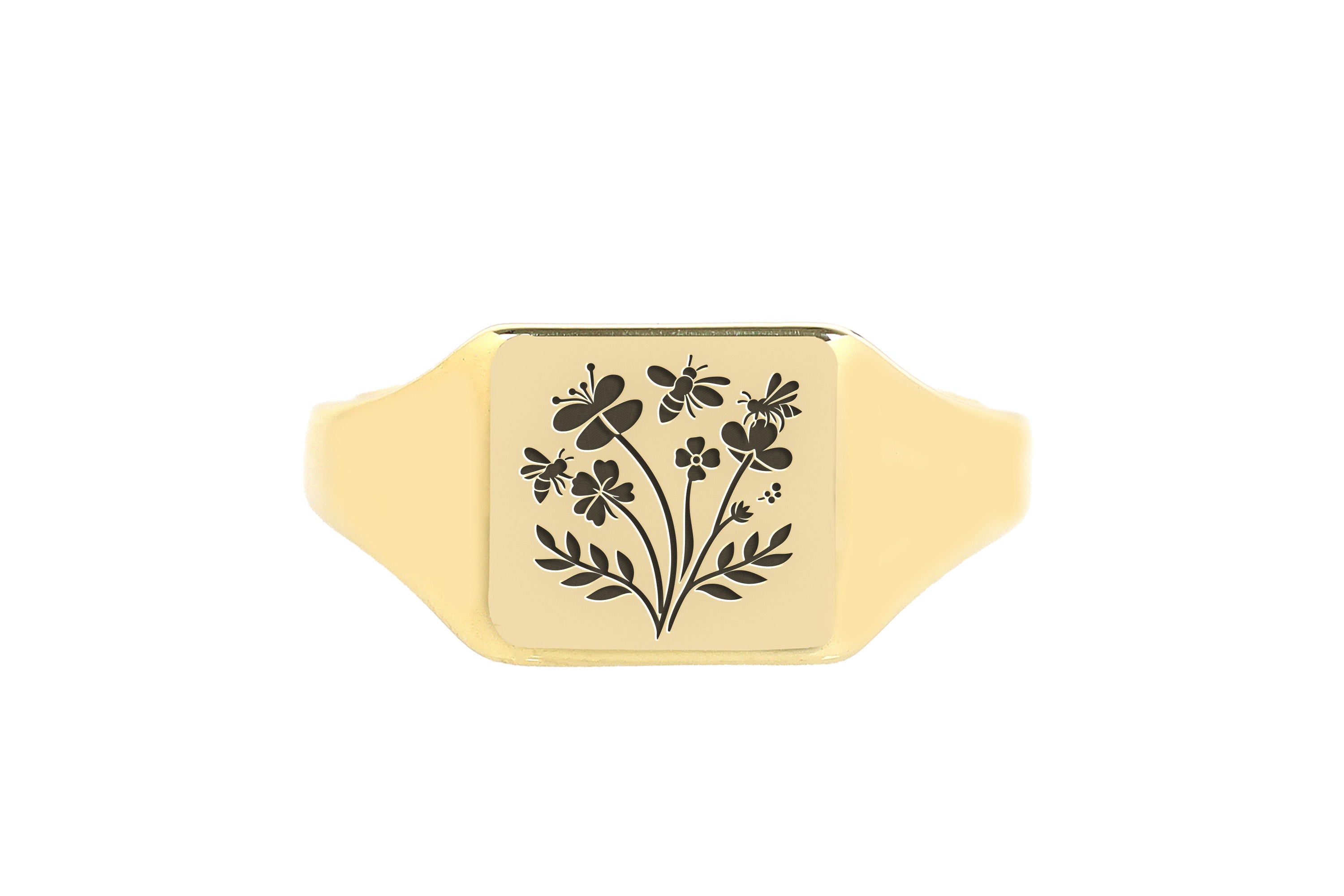 24k Gold Bee Signet Ring