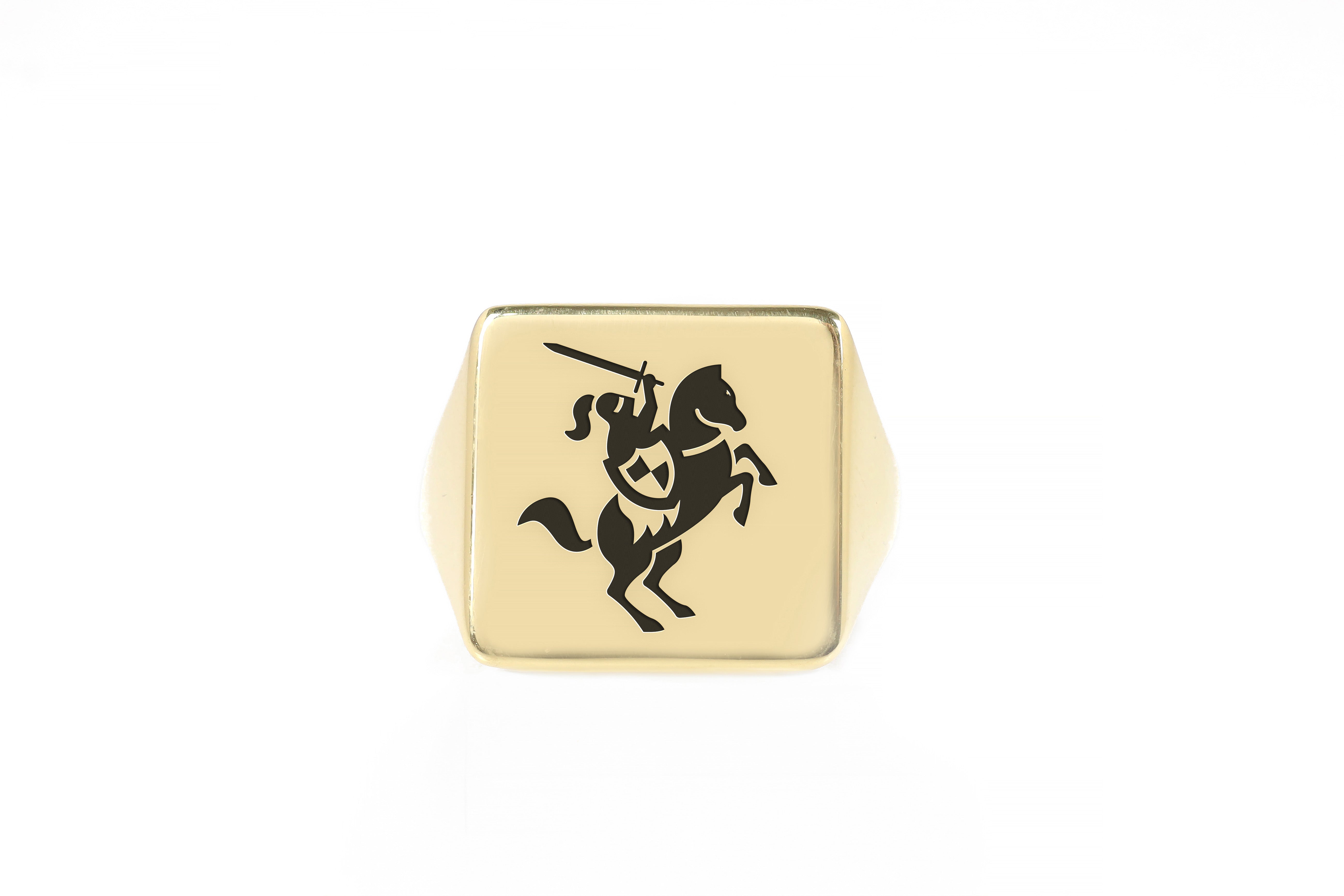 Engraved Knight Signet Ring
