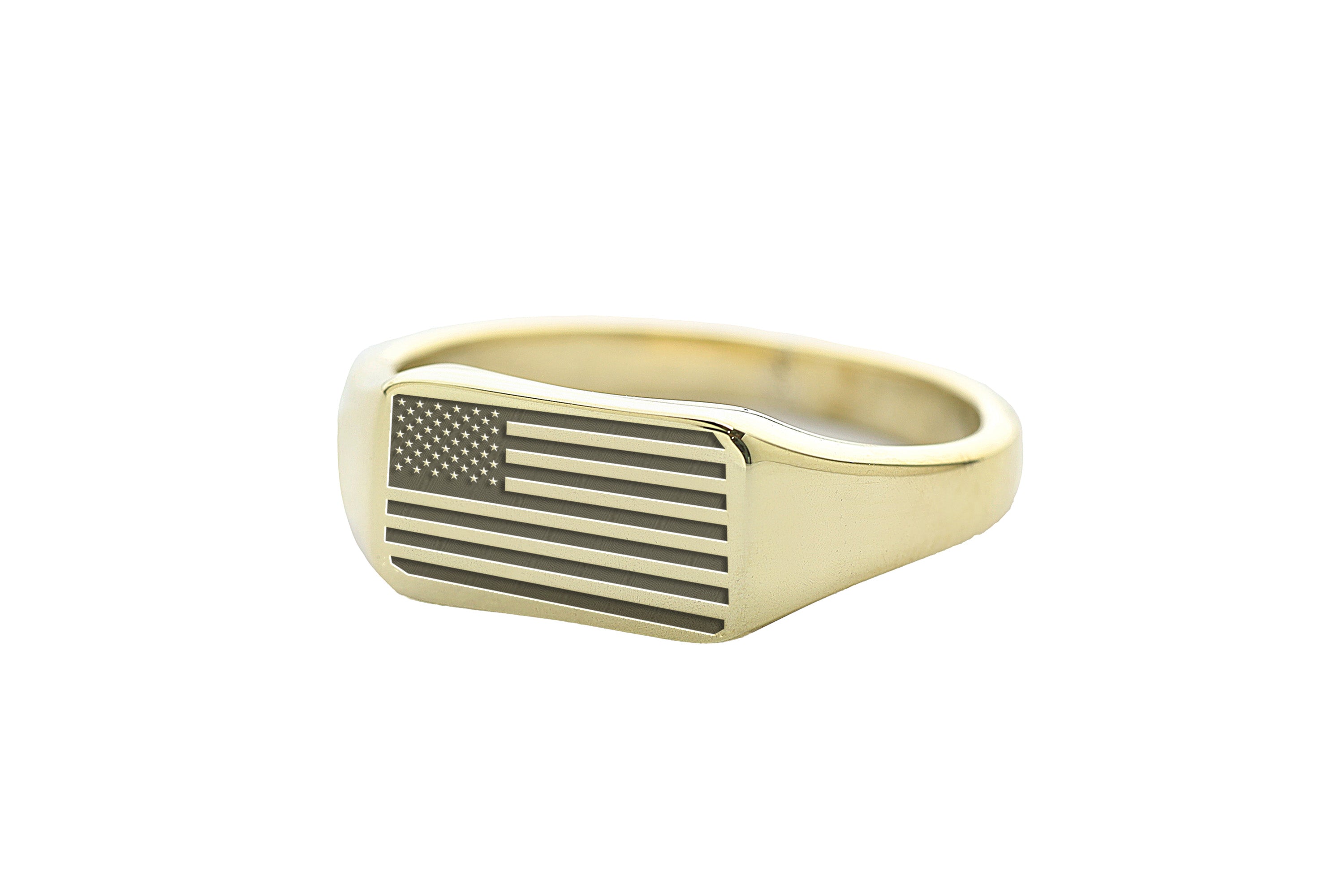 USA Flag Gold Signet Ring
