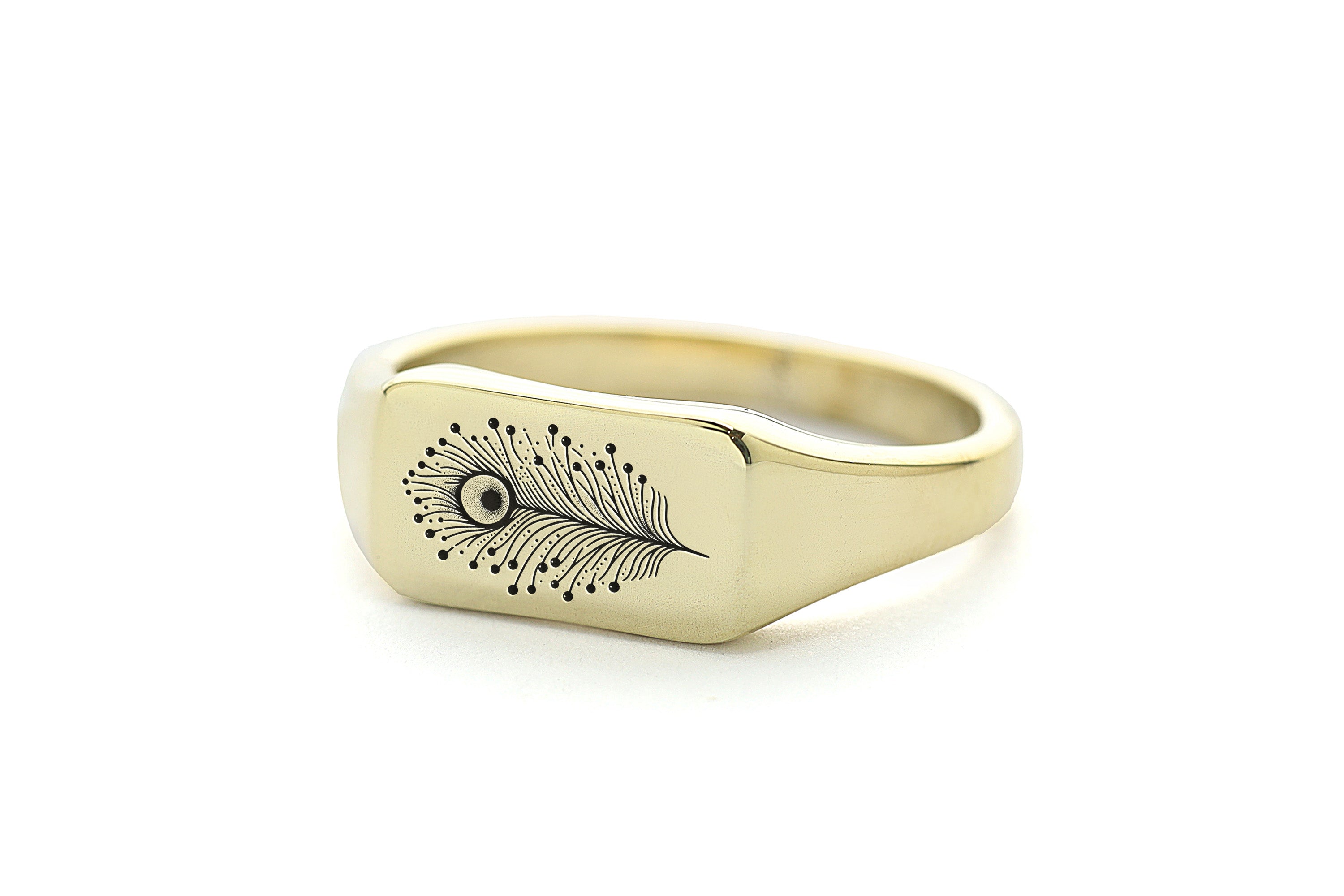 Peafowl Feather Gold Ring