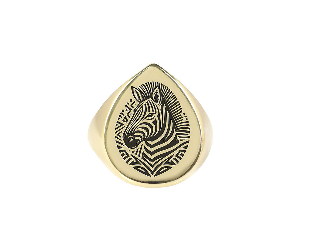 Cute Zebra Engraved Ring