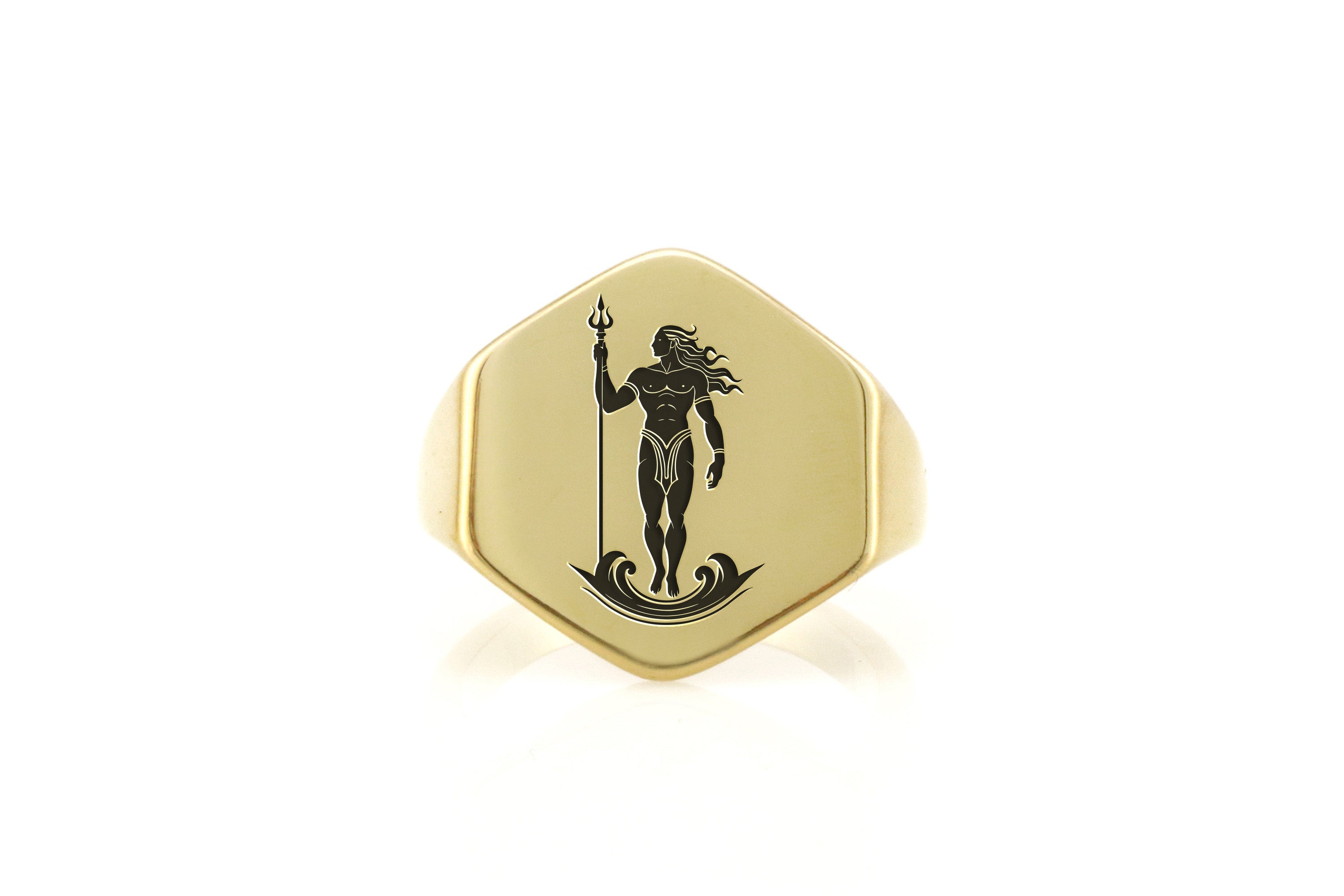 14k Gold Neptune Signet Ring
