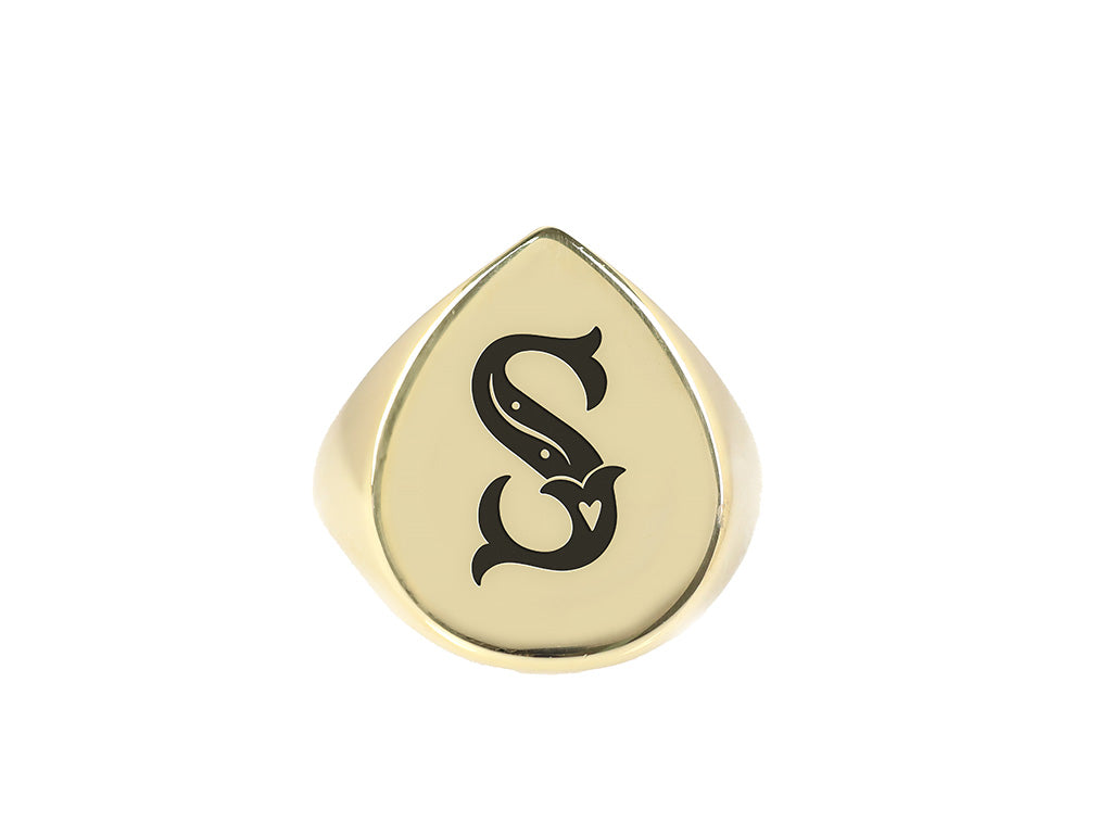 Poker Designed Letter Ring