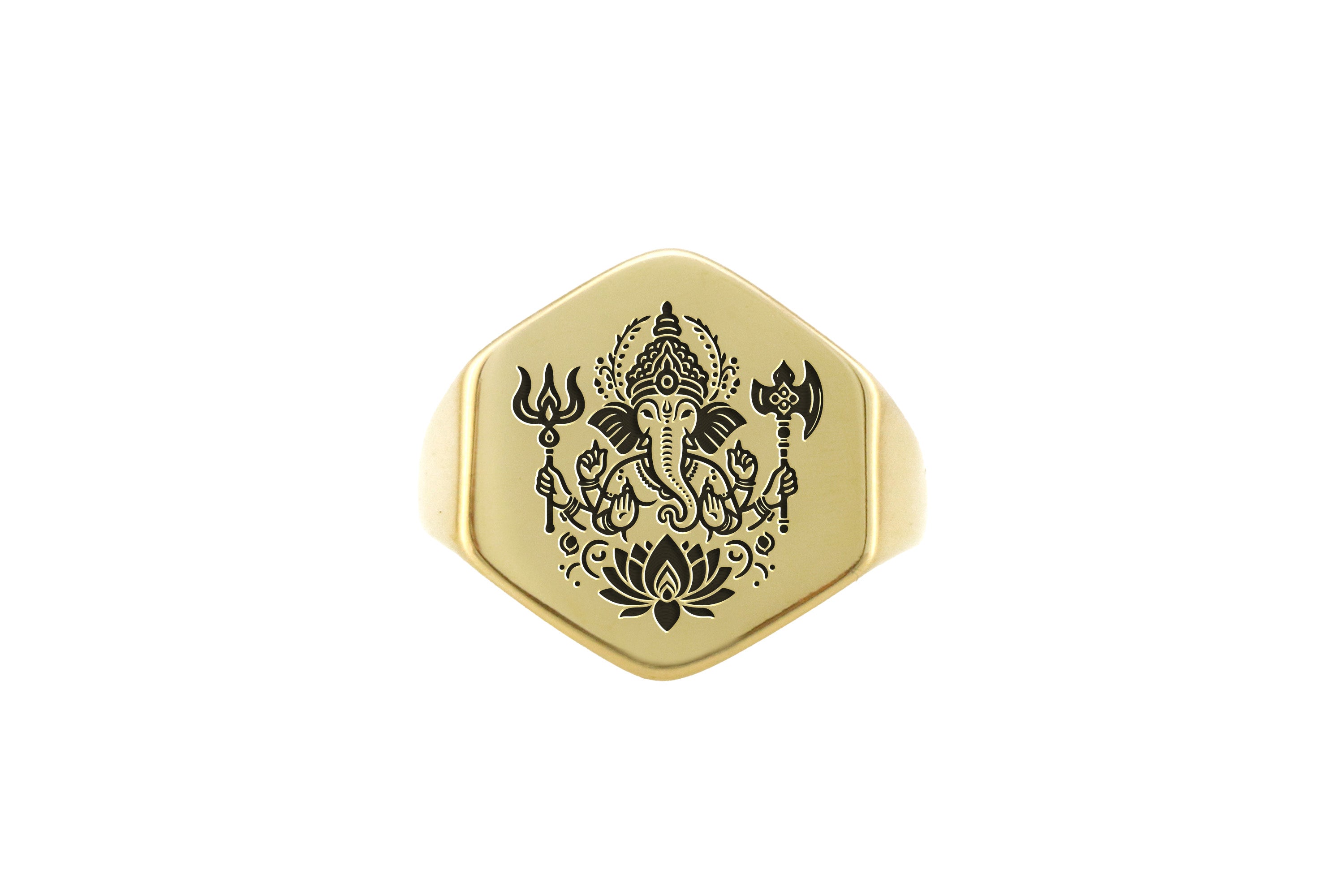 14k Gold Ganesh Signet Ring