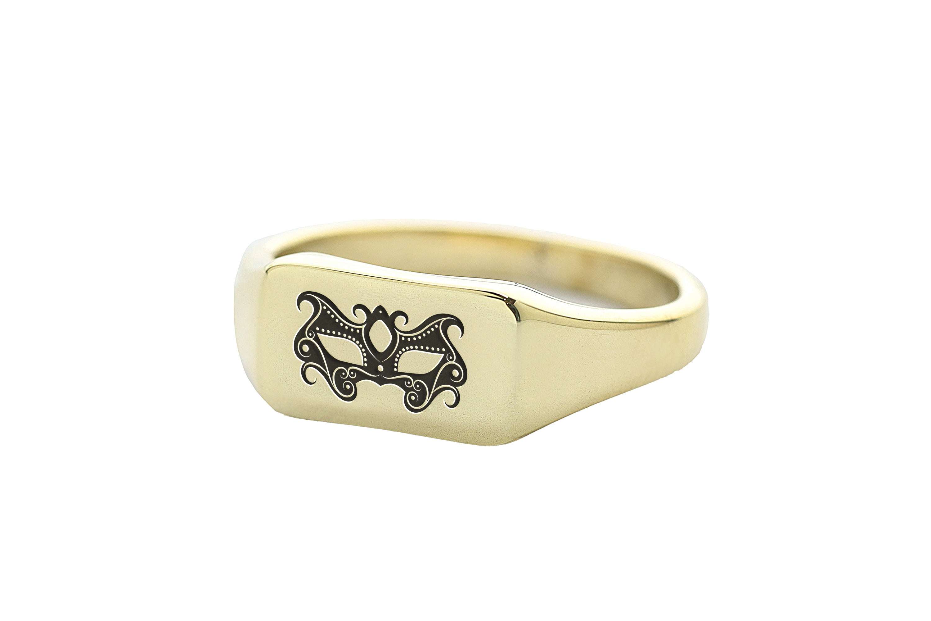 14k Gold Mask Signet Ring