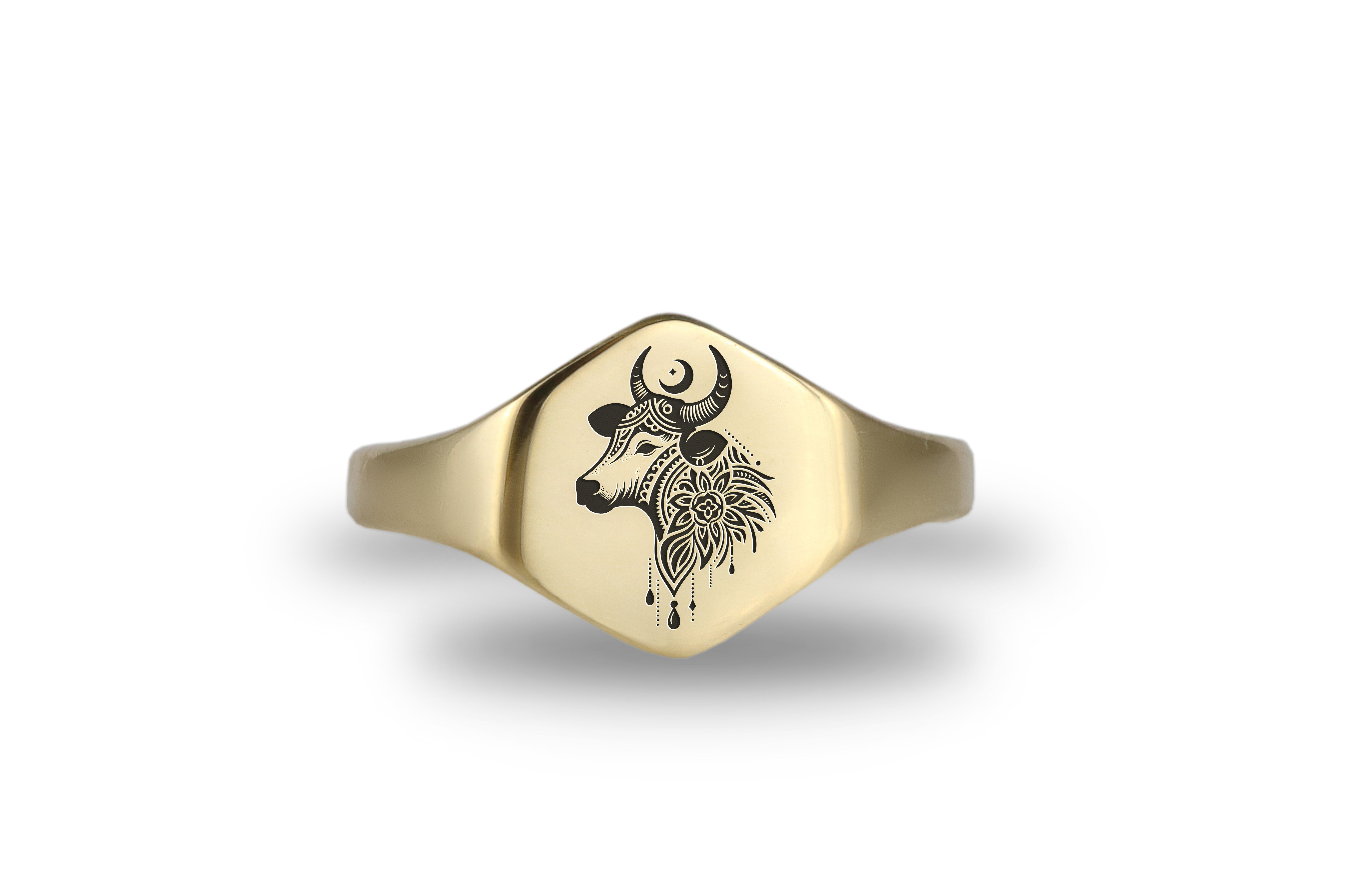 Boho Cow Gold Signet Ring