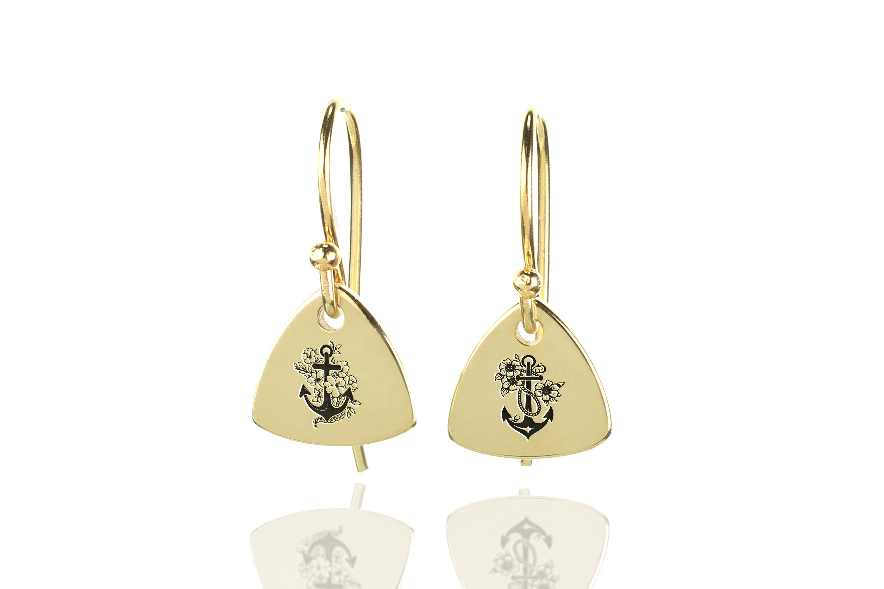 14k Gold Anchor Earrings