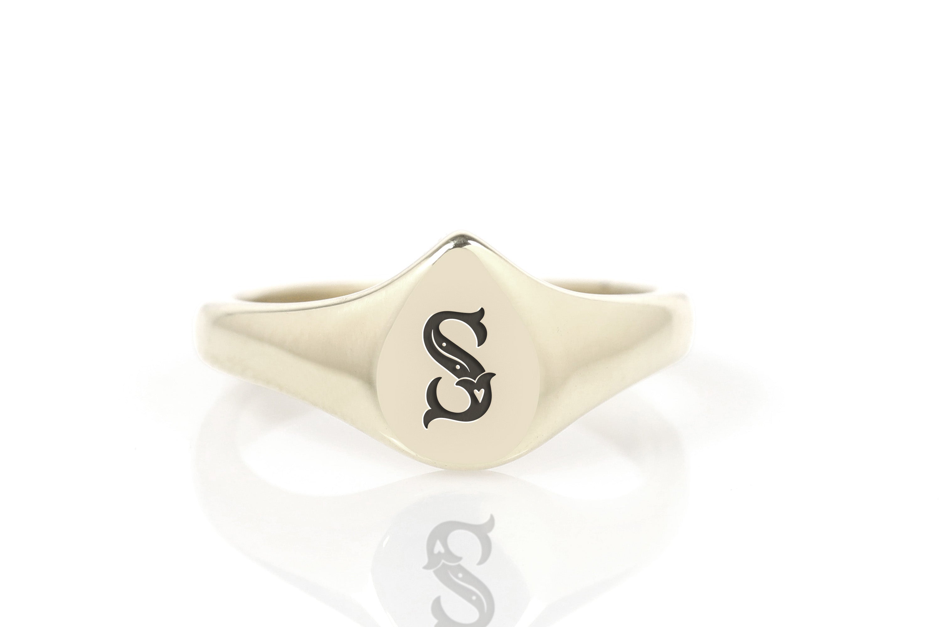 Engraved Poker Letter Ring