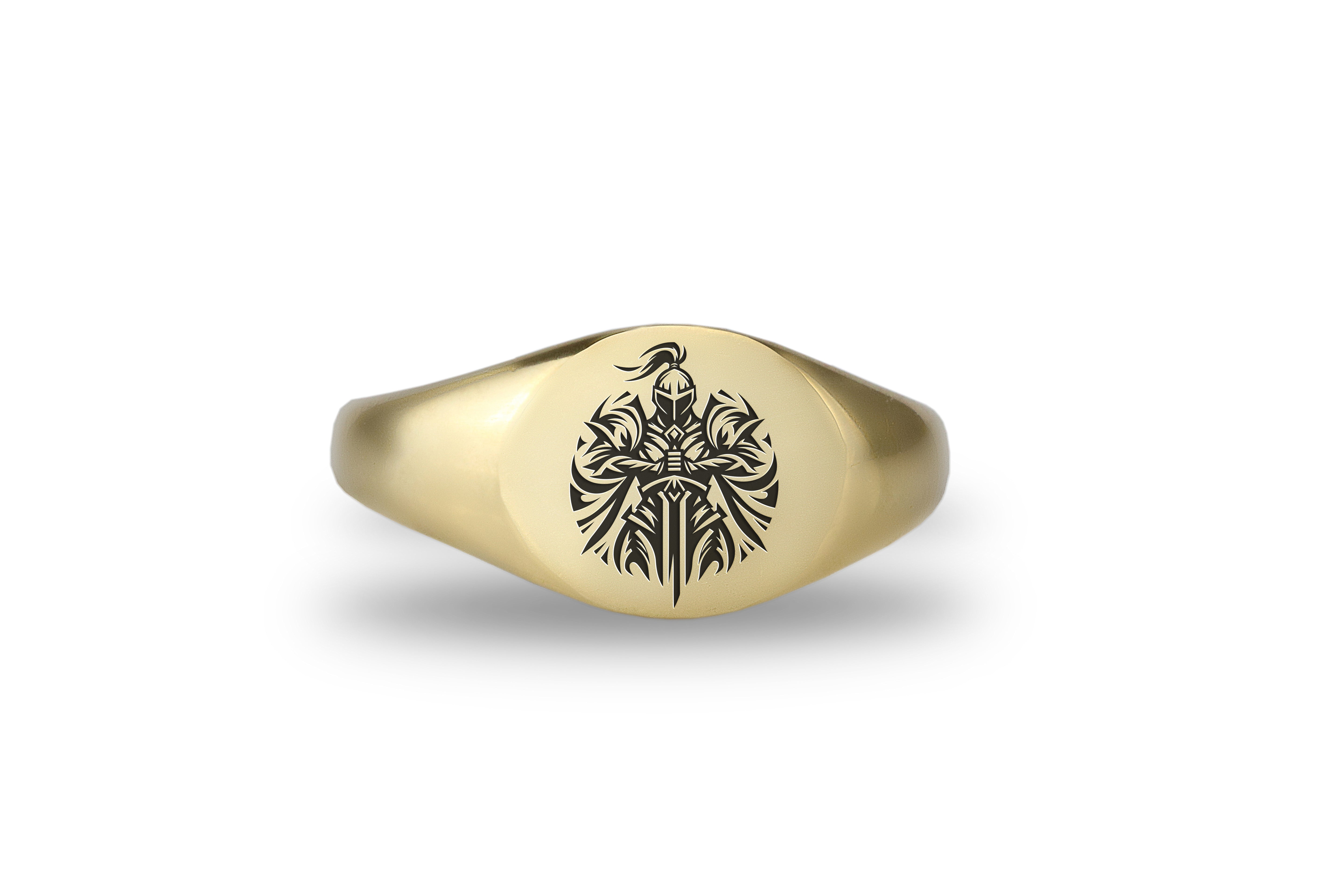 14k Gold Knight Signet Ring