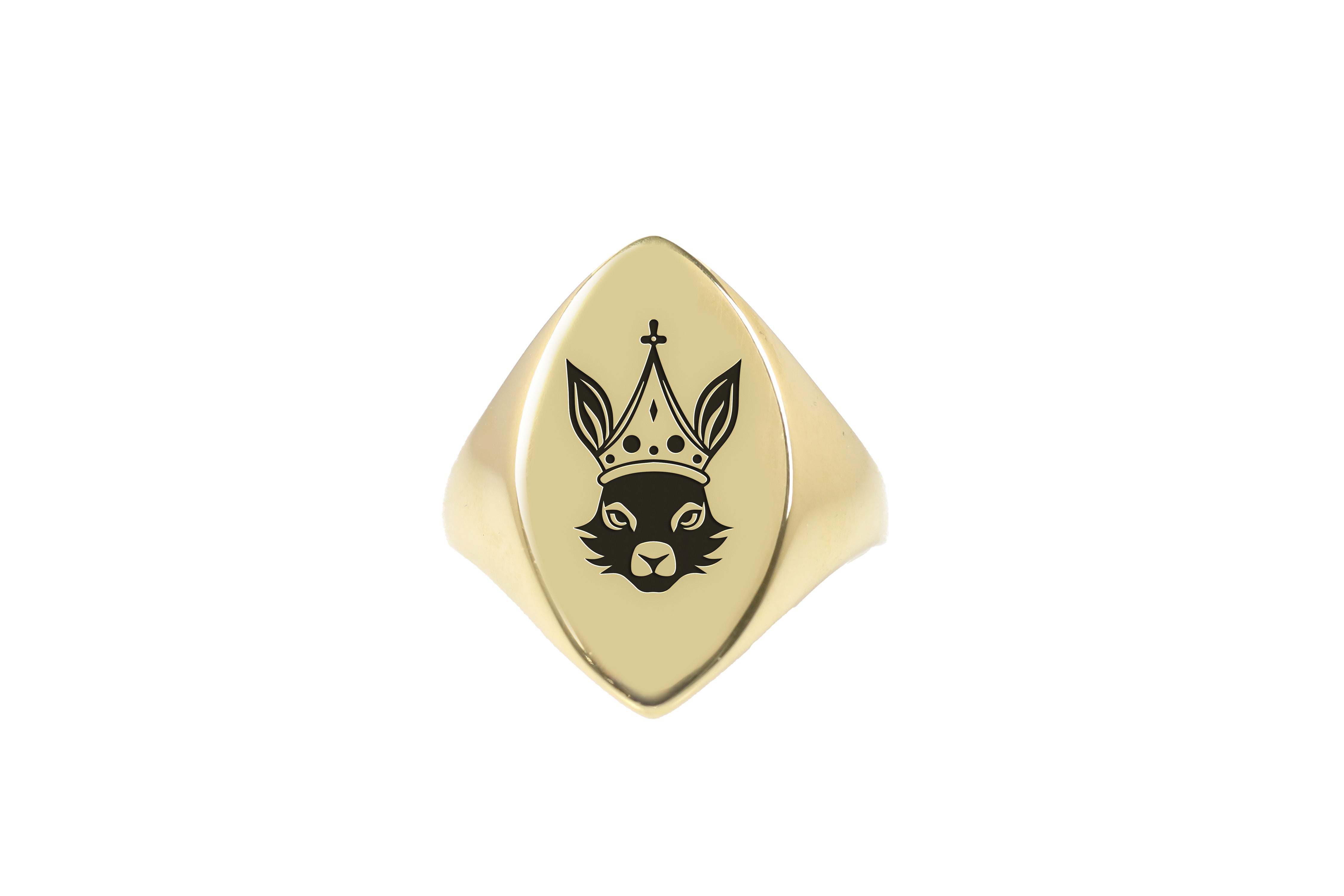 14k Gold Rabbit Signet Ring