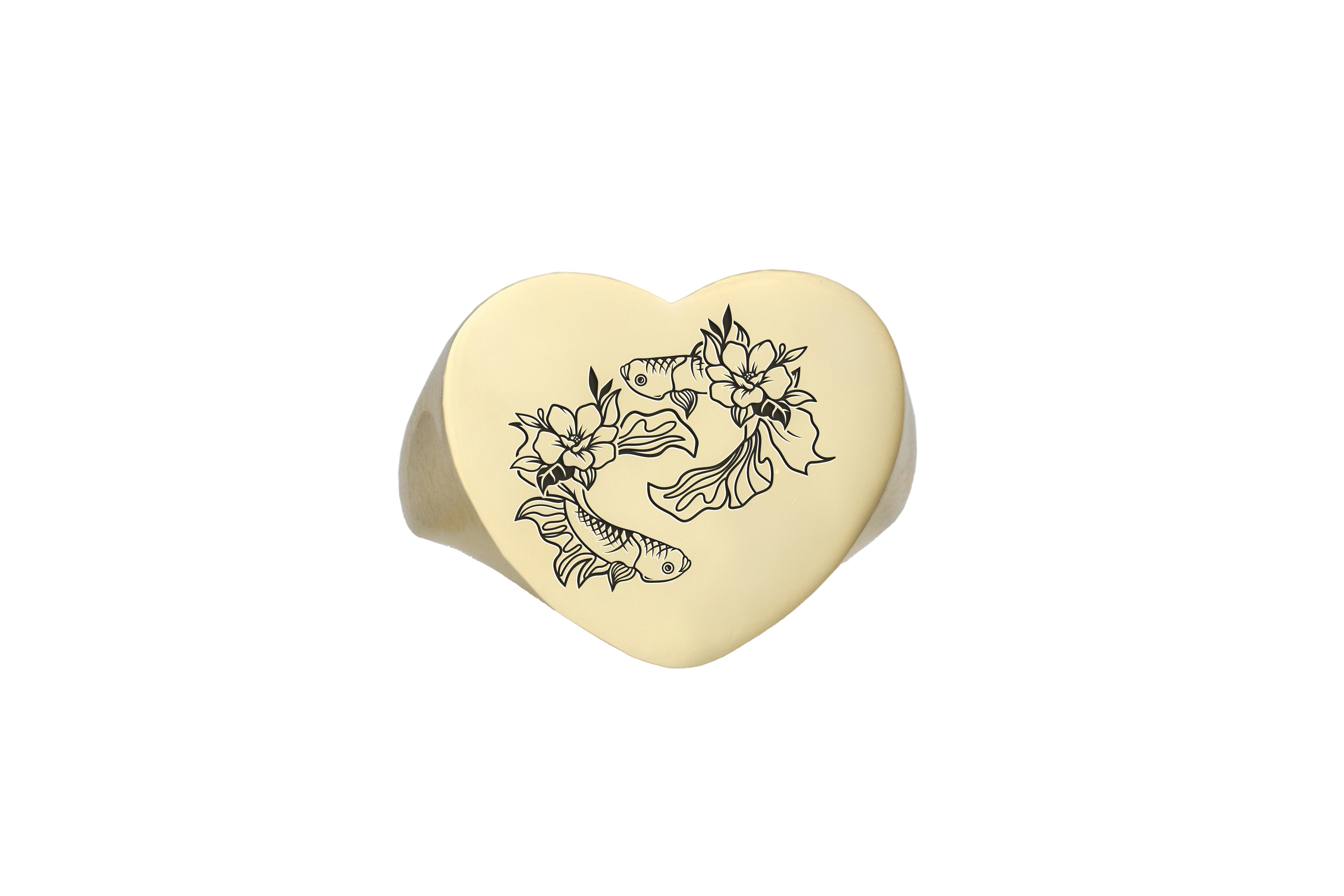 Koi Fish Heart Shaped Ring