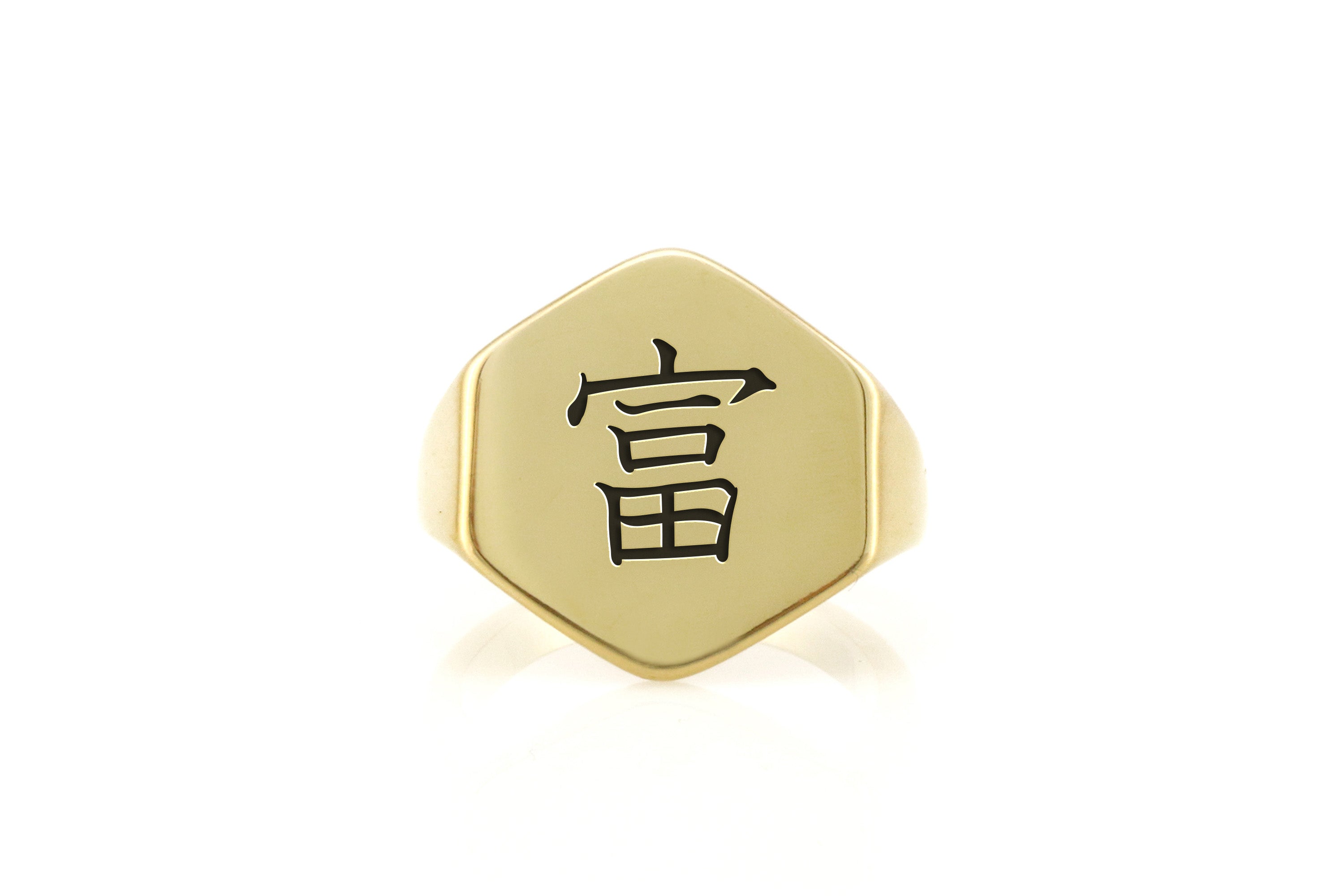 Kanji Wealth Signet Ring
