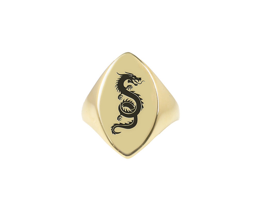 Engraved Dragon Signet Ring