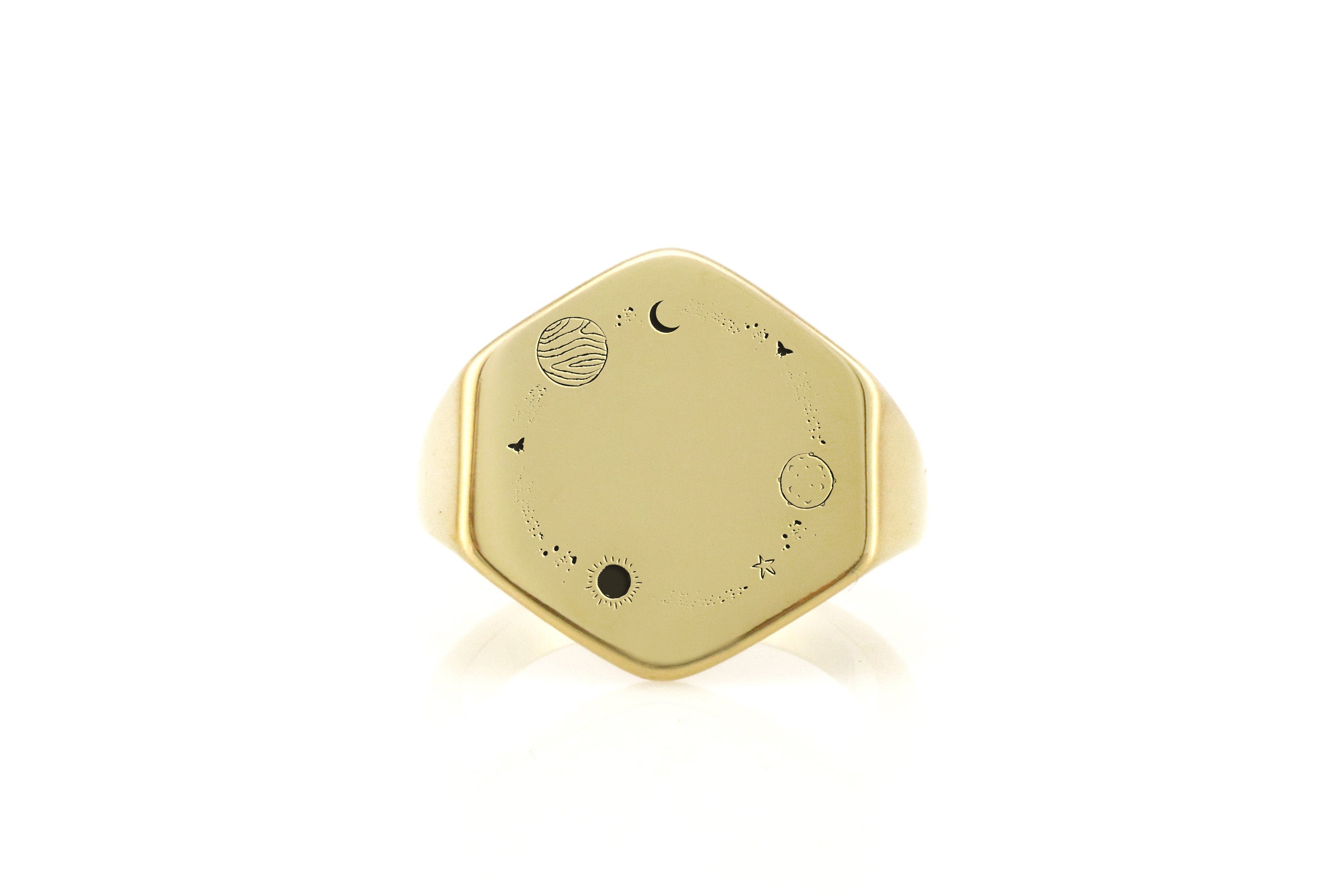 14k Gold Space Signet Ring
