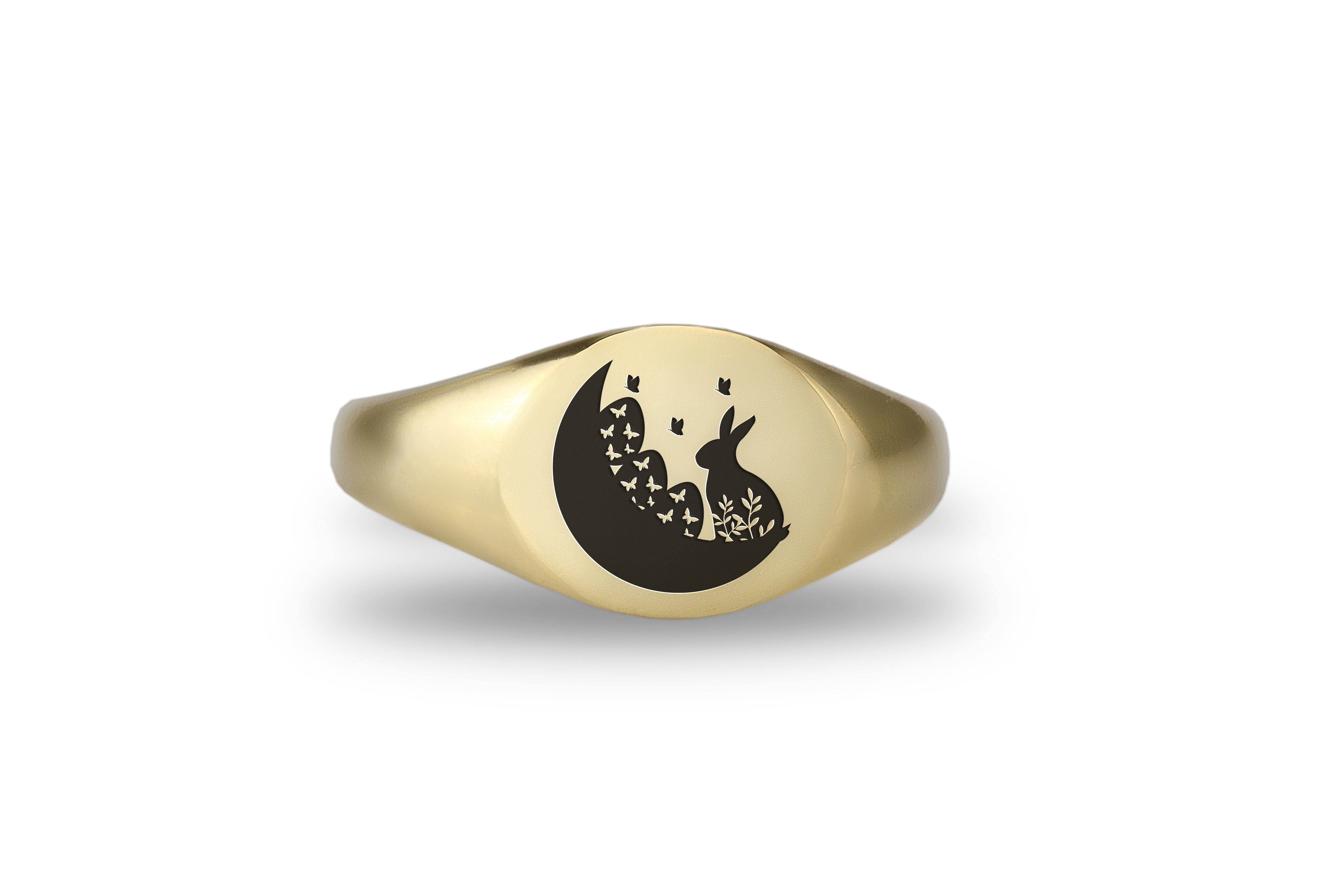 14k Gold Bunny Signet Ring