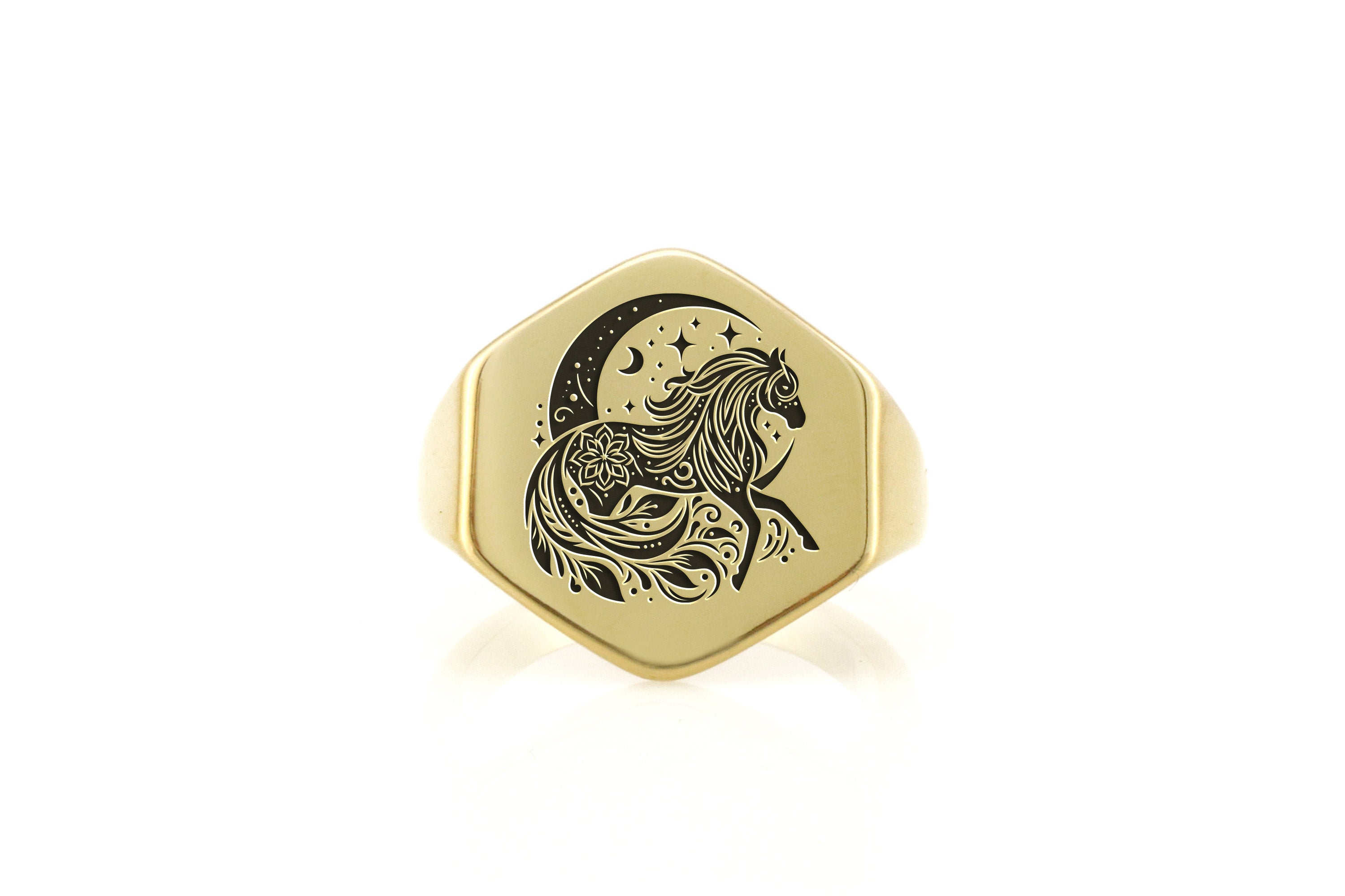 Western Horse Engraved Ring