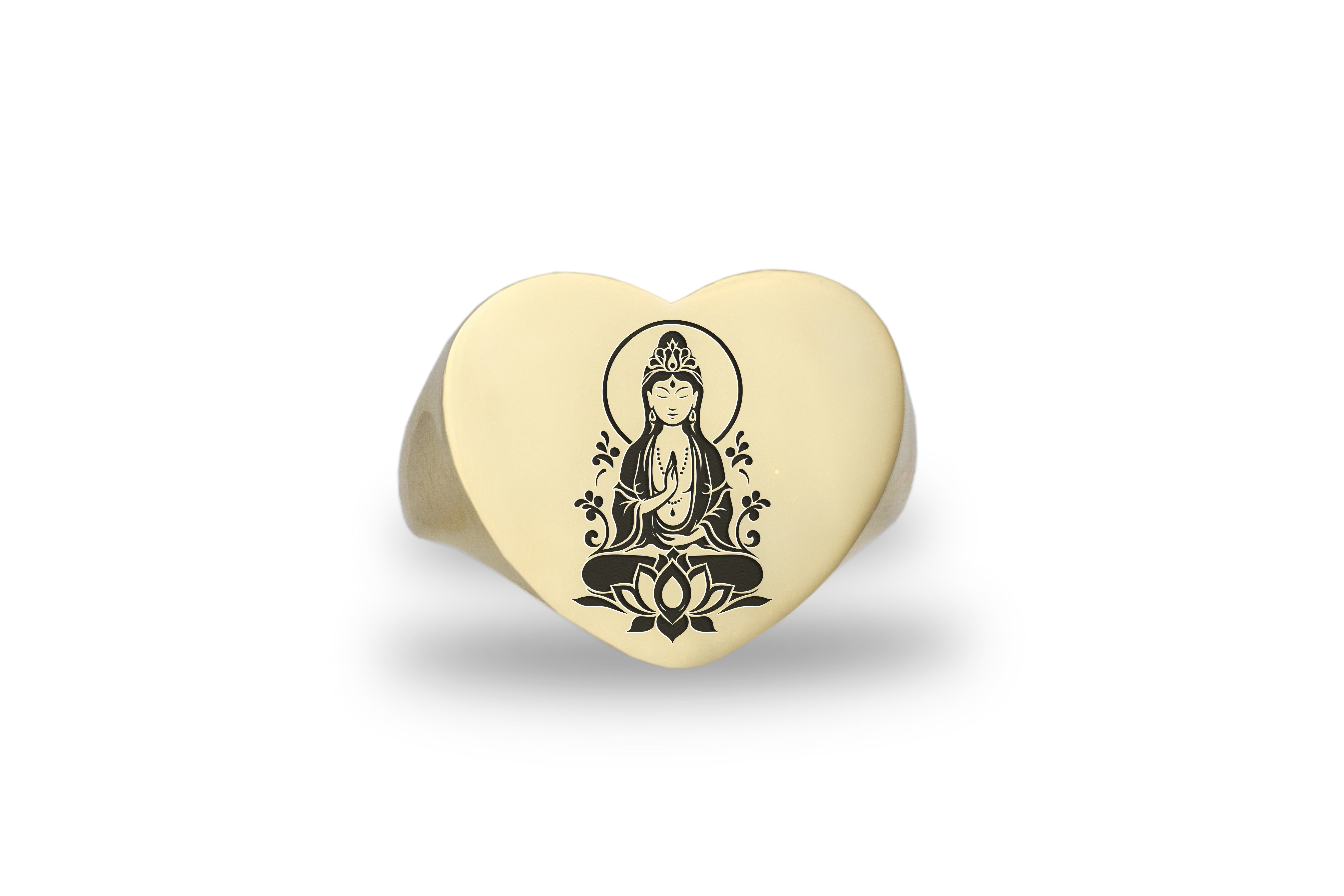Kuan Yin Gold Signet Ring