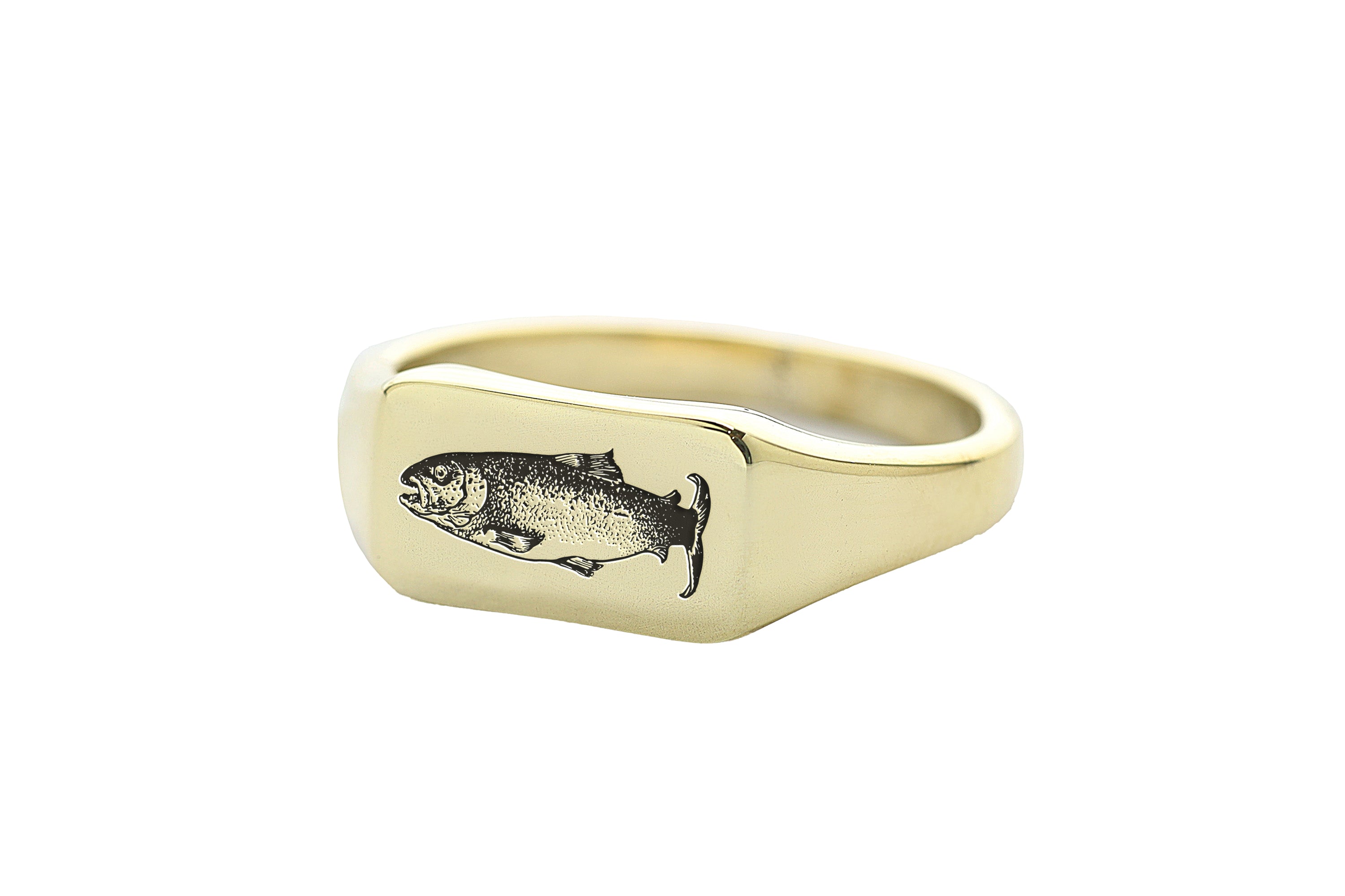 Engraved Salmon Fish Ring