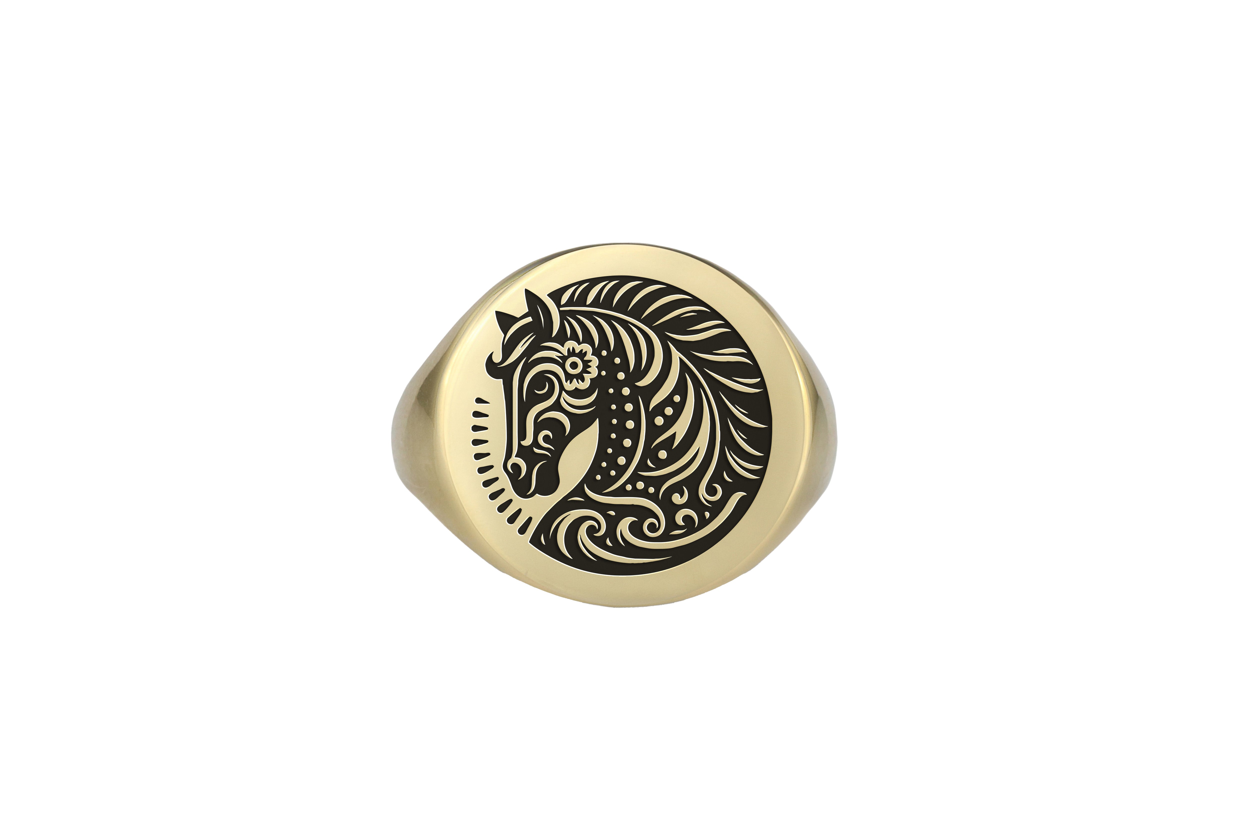 Gold Horse Signet Ring