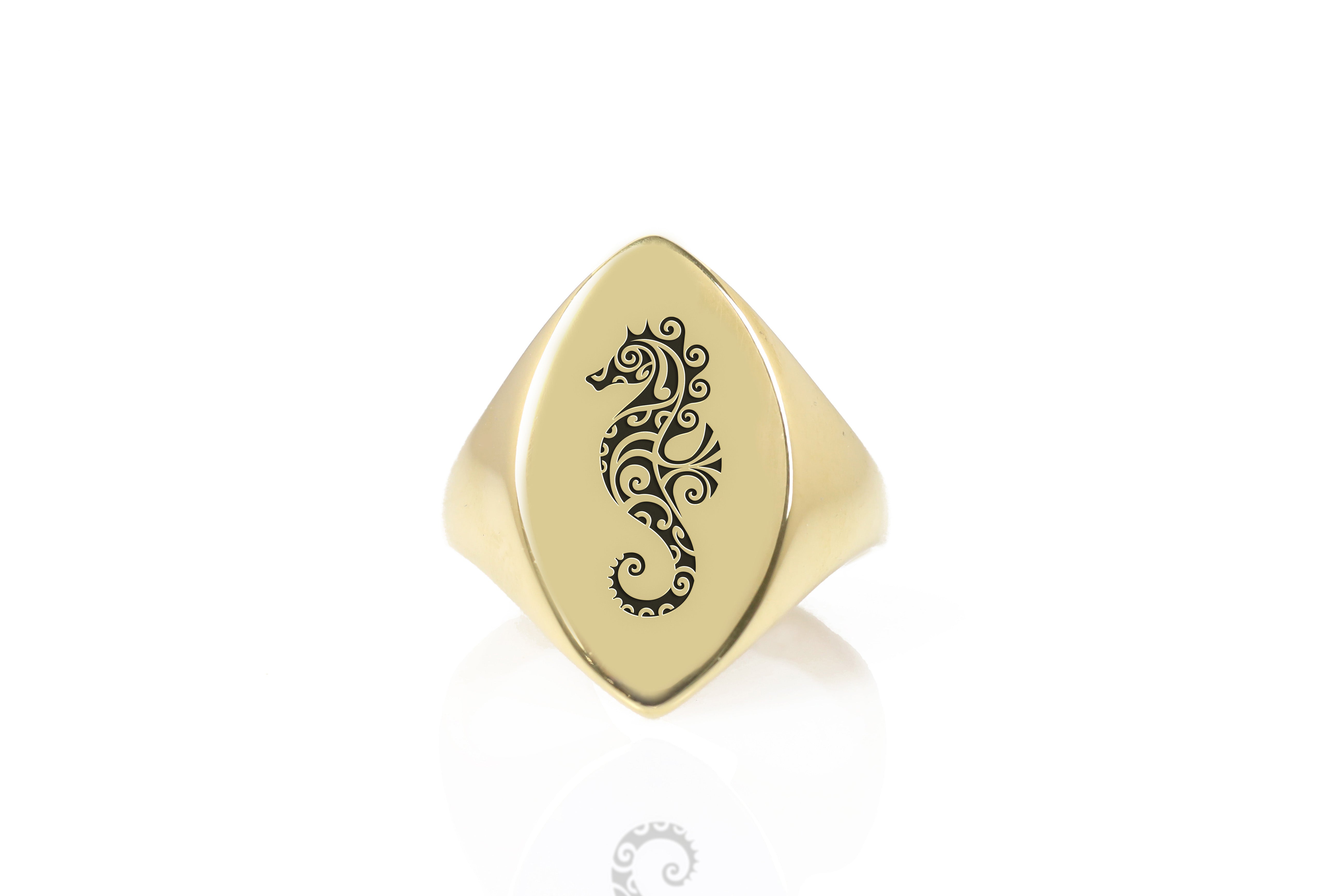 Polynesian Sea Horse Signet Ring