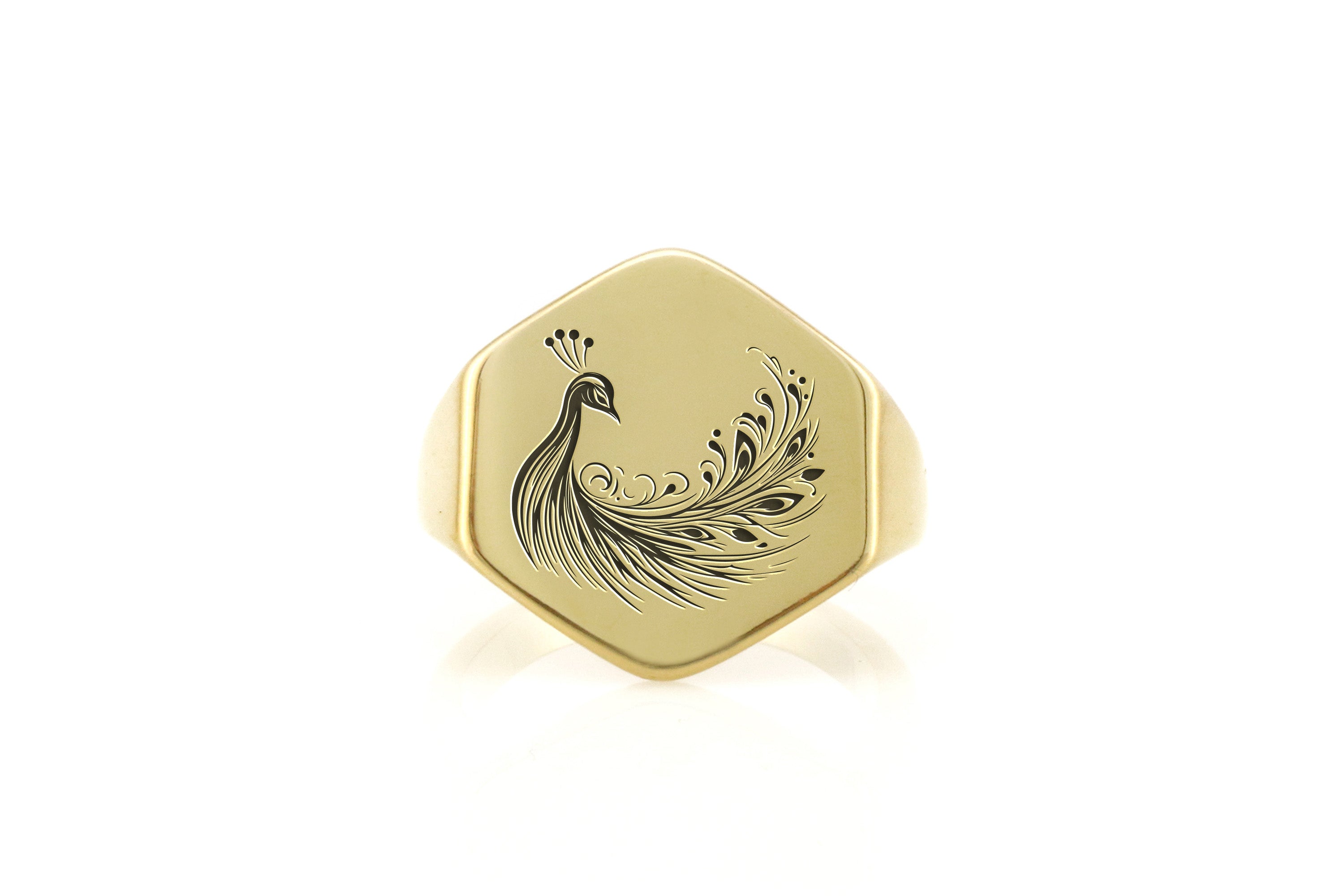 Majestic Peacock Signet Ring