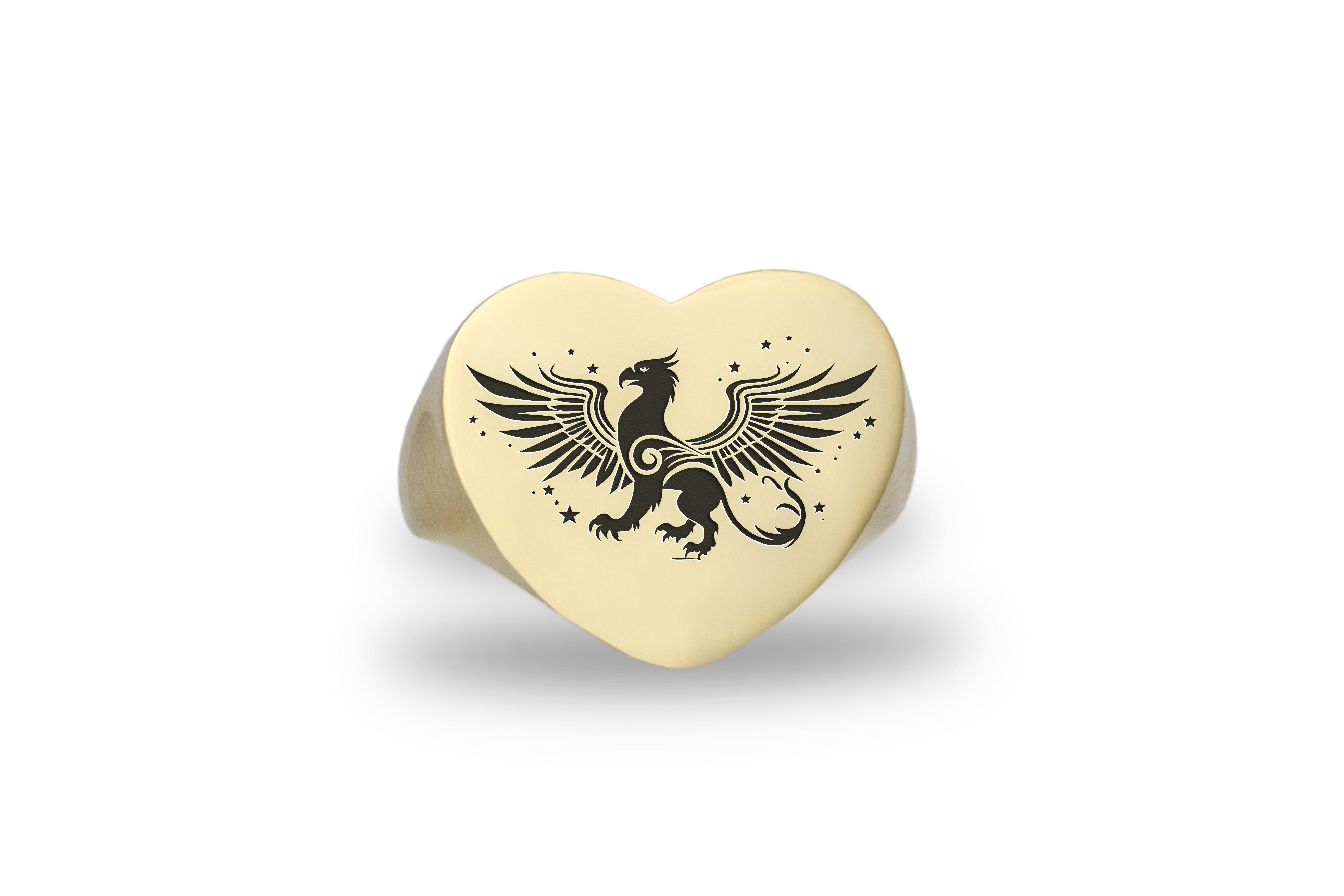 14k Gold Griffin Signet Ring