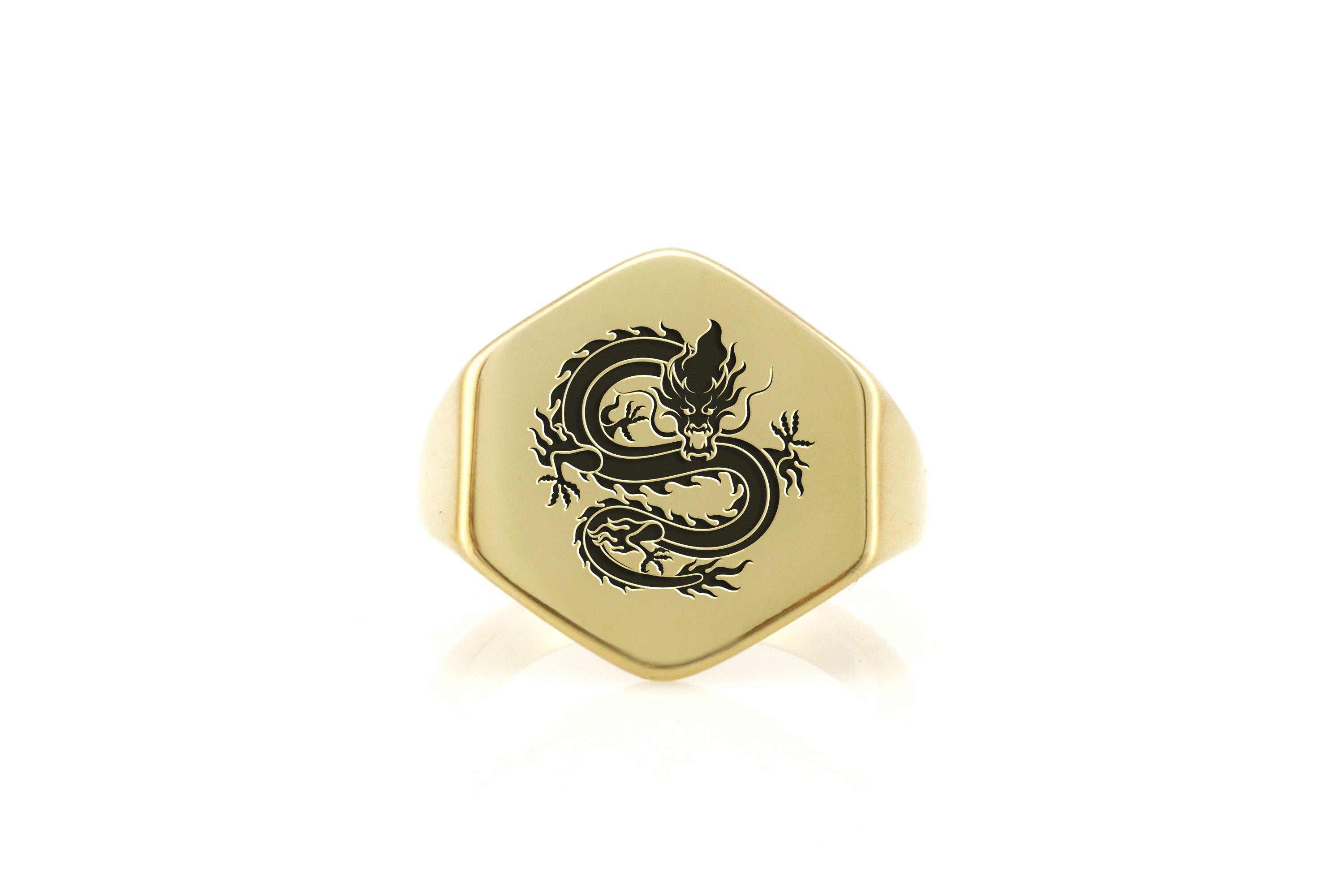 14k Gold Dragon Signet Ring