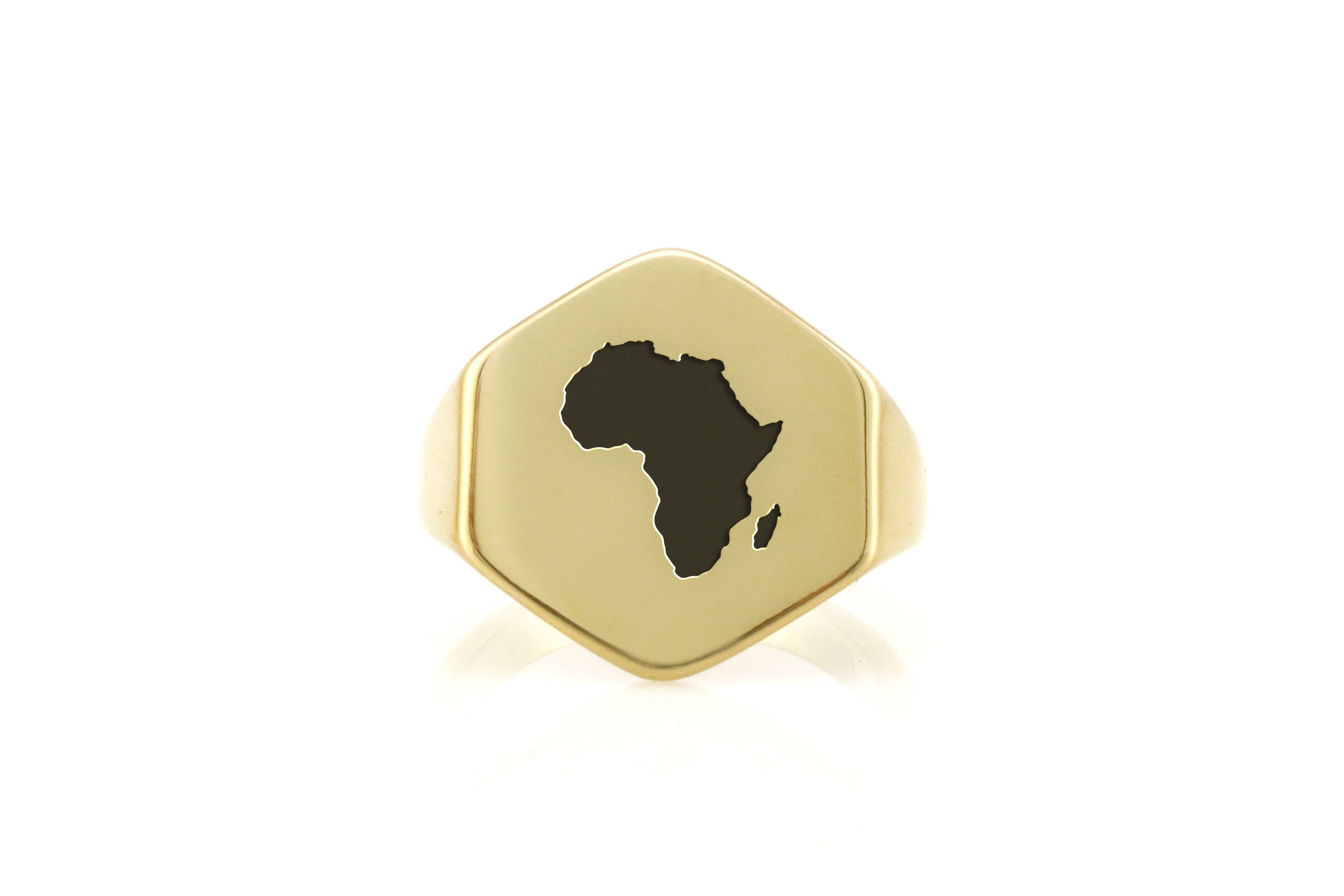 14k Gold African Map Ring