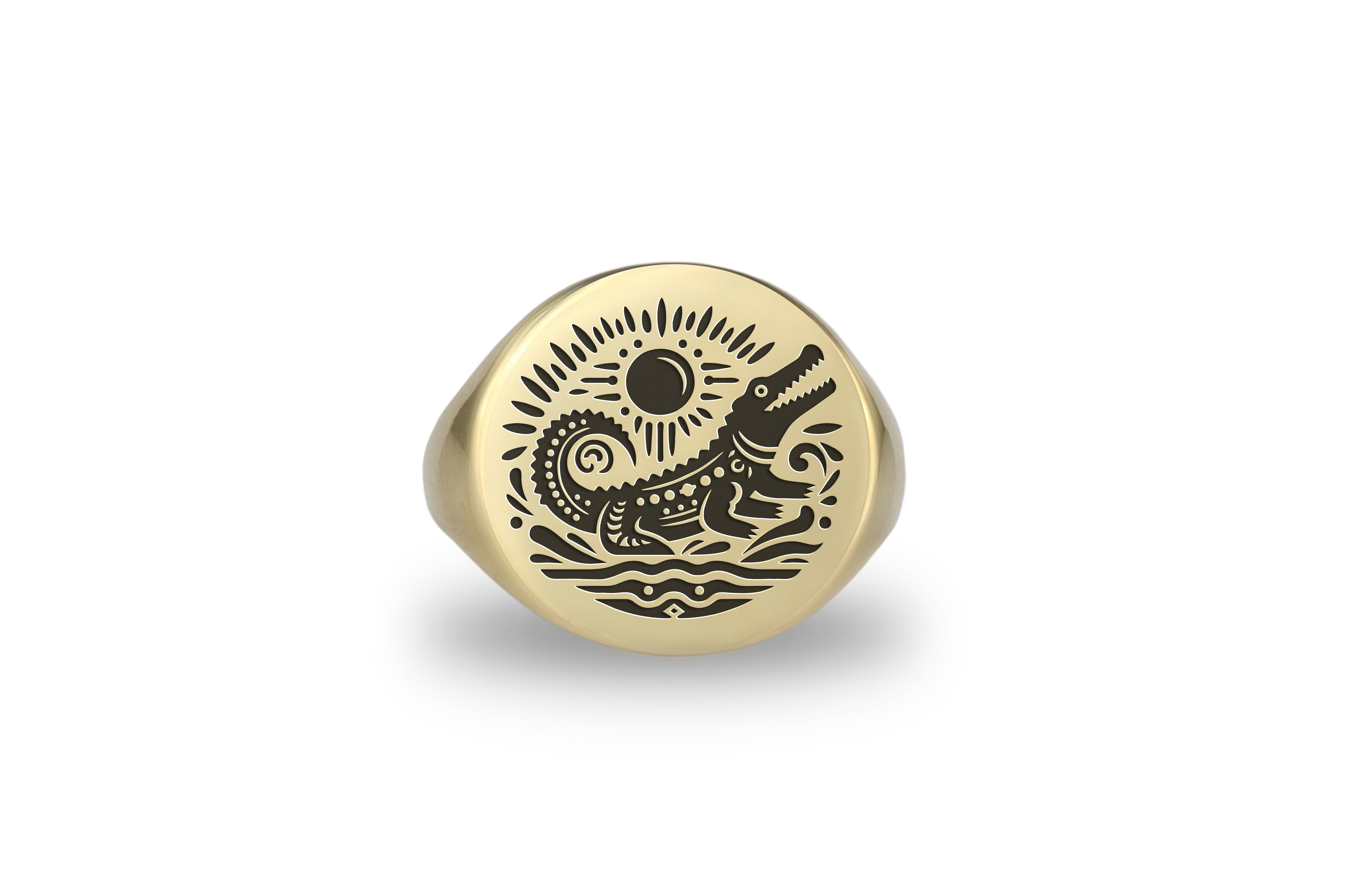 Engraved Alligator Ring