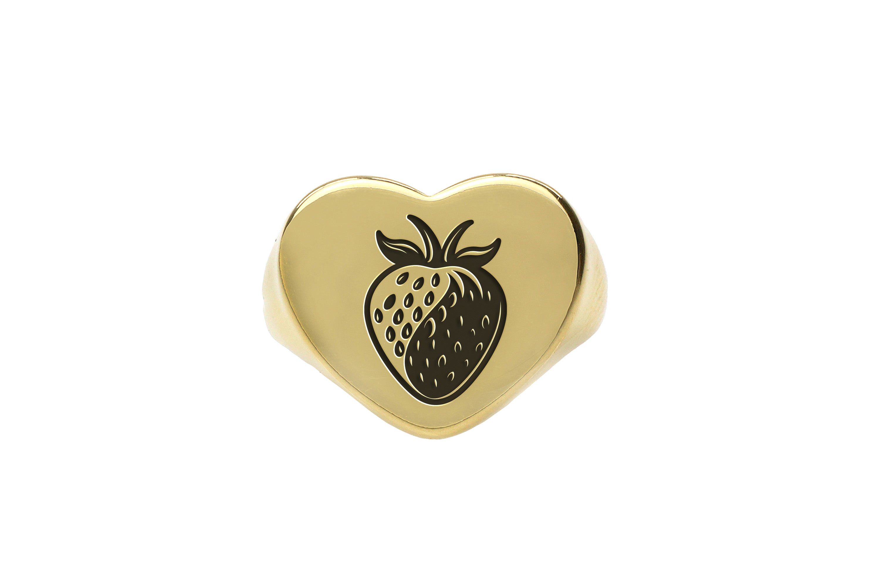 14k Gold Strawberry Signet Ring