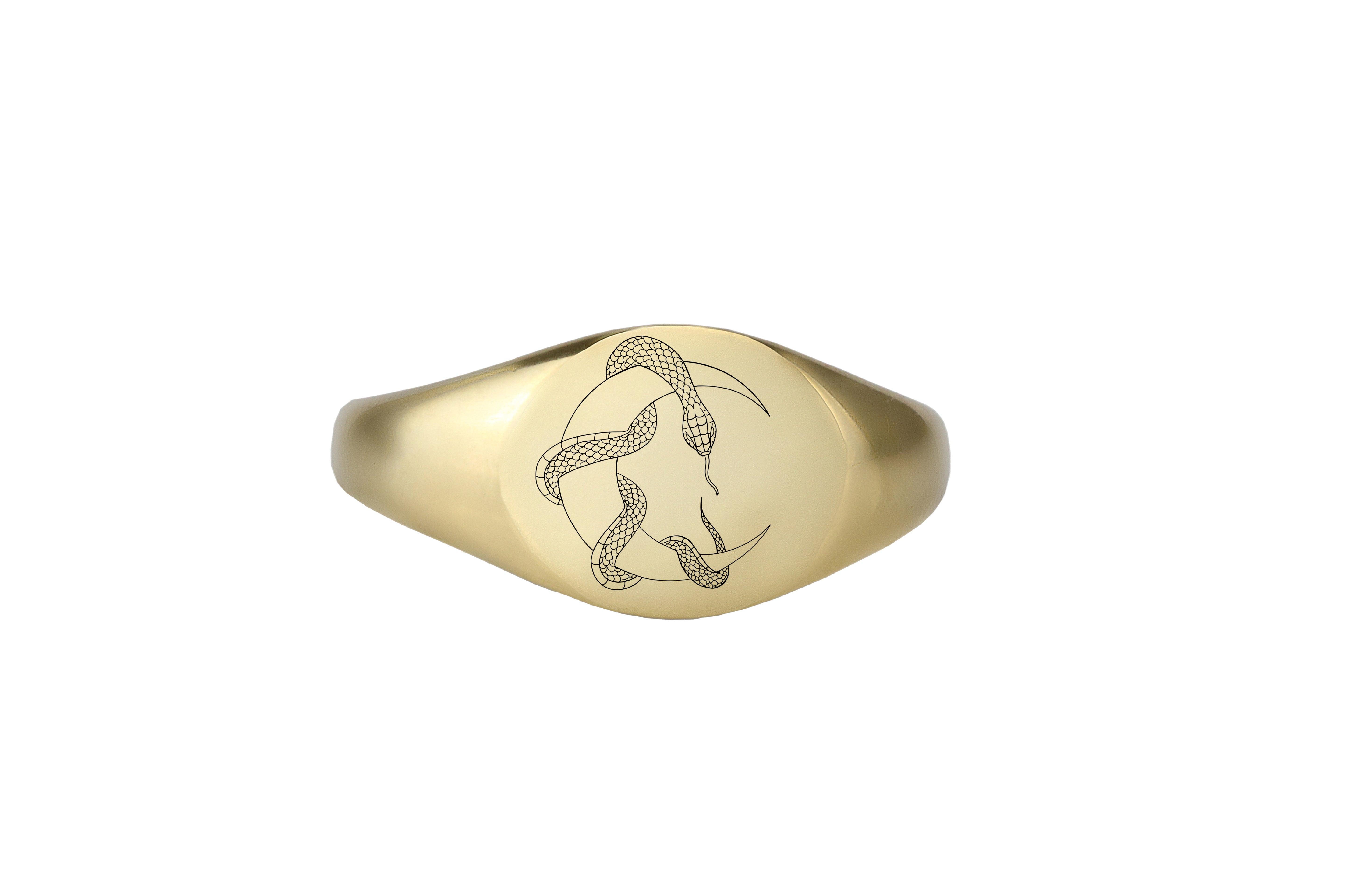 14k Gold Snake Signet Ring