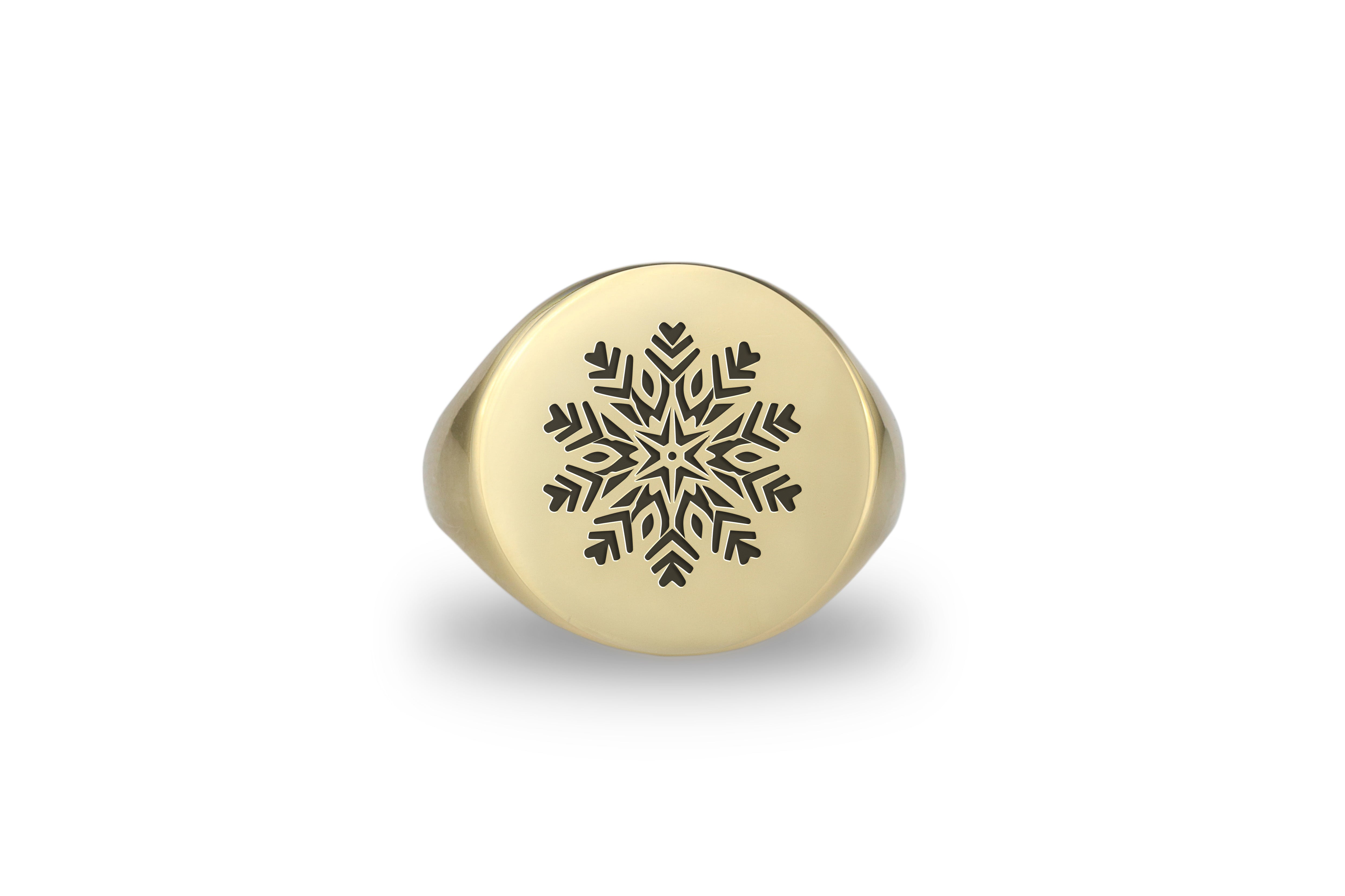 14k Gold Snowflake Signet Ring