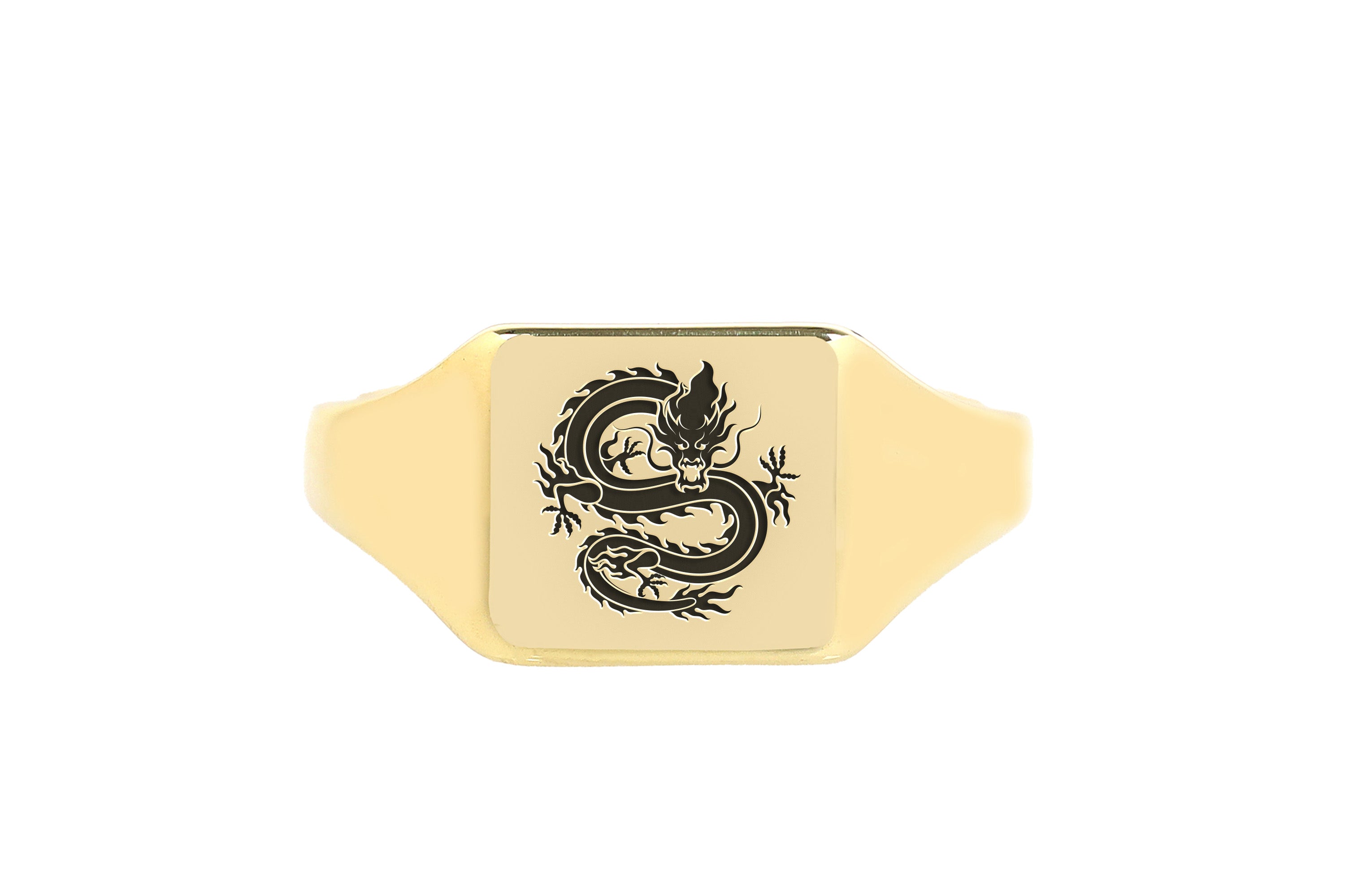14k Gold Dragon Signet Ring