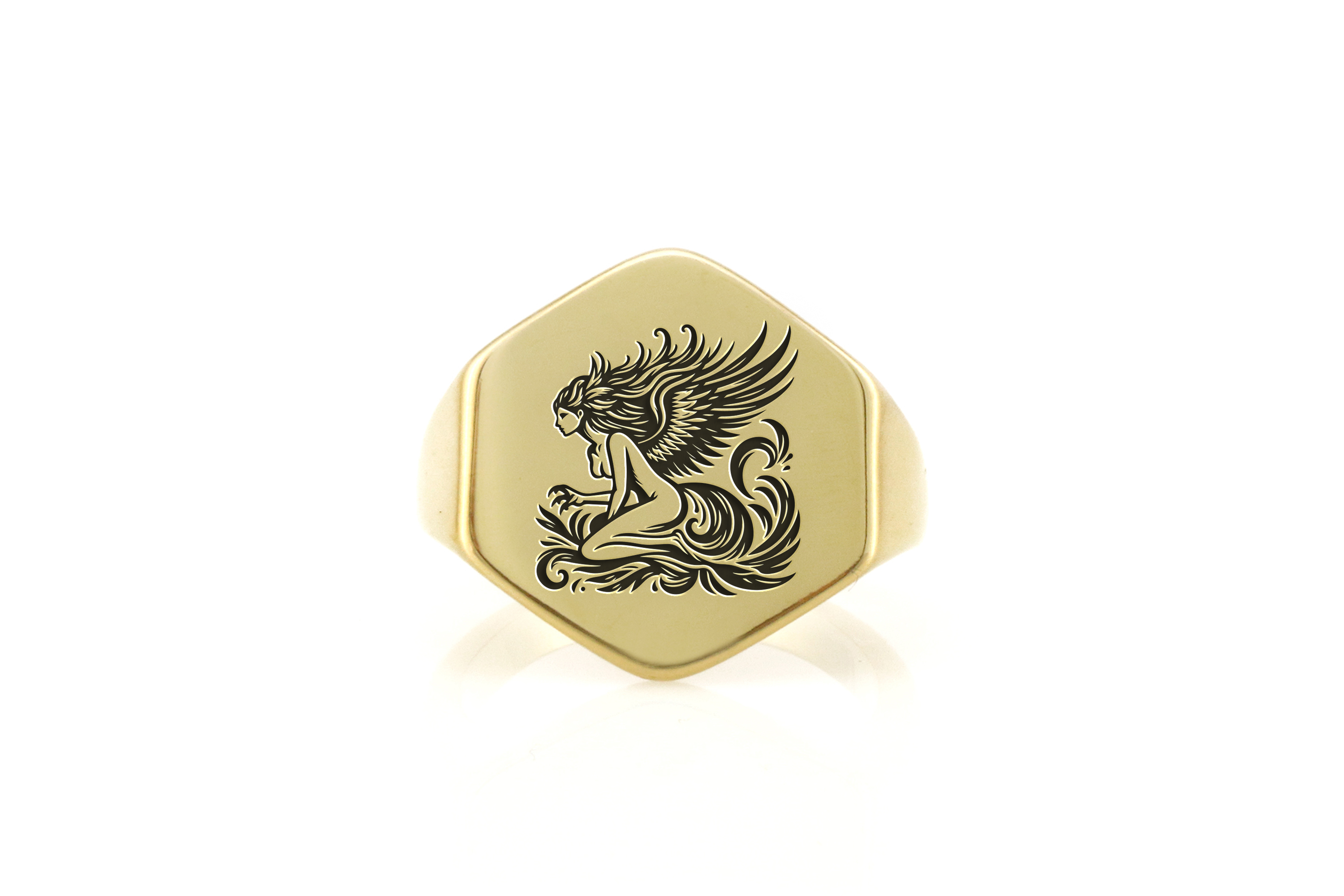 14k Gold Harpy Signet Ring