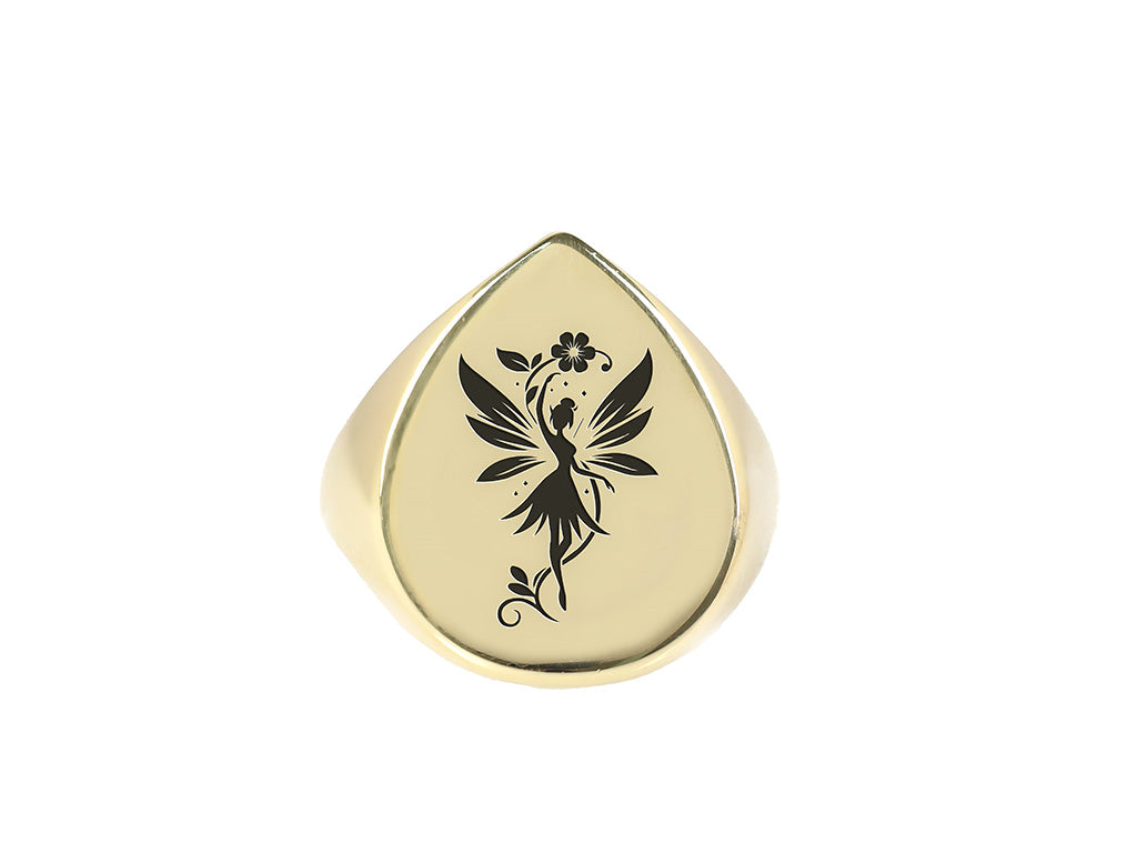 Engraved Fairy Signet Ring