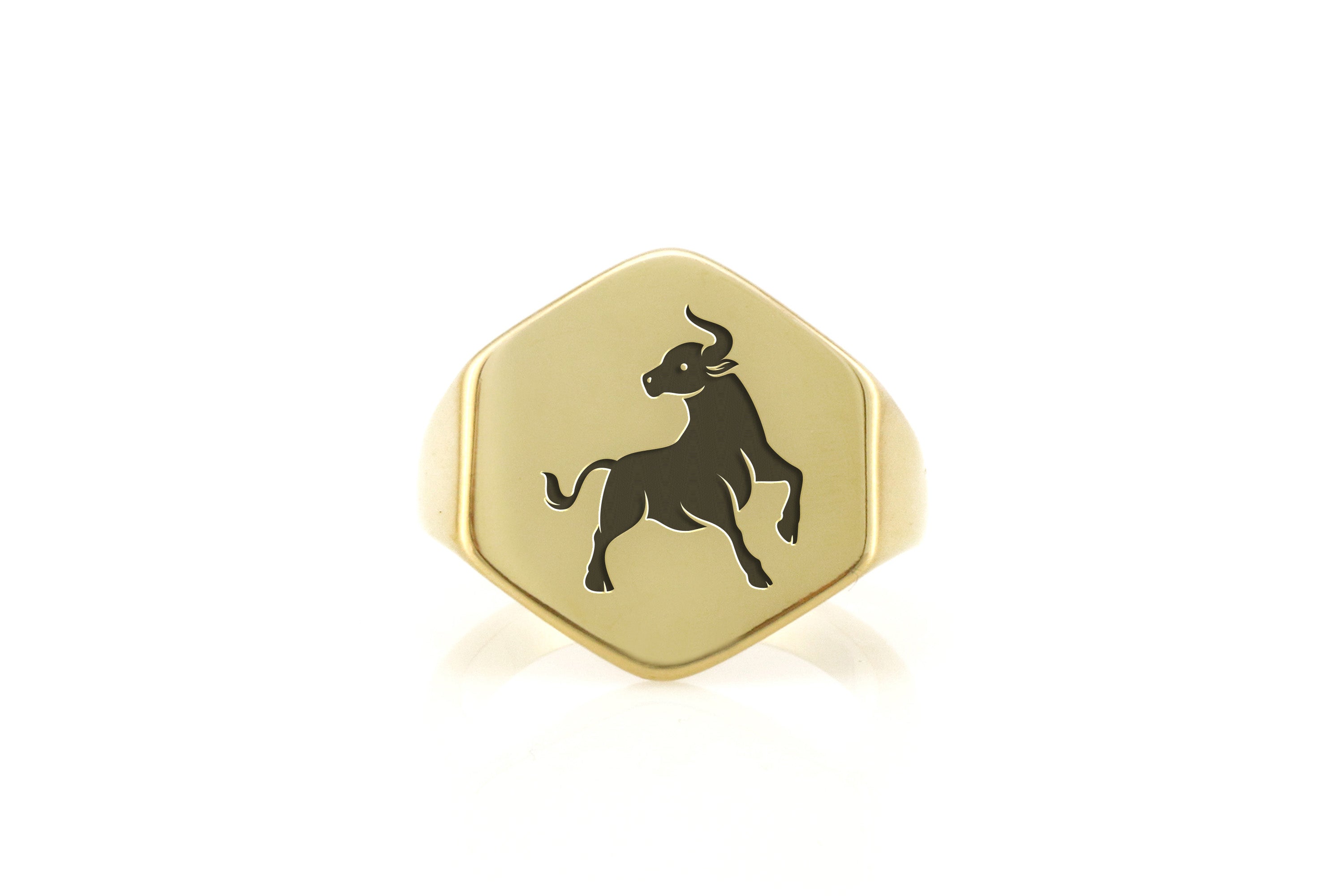 14k Gold Taurus Signet Ring