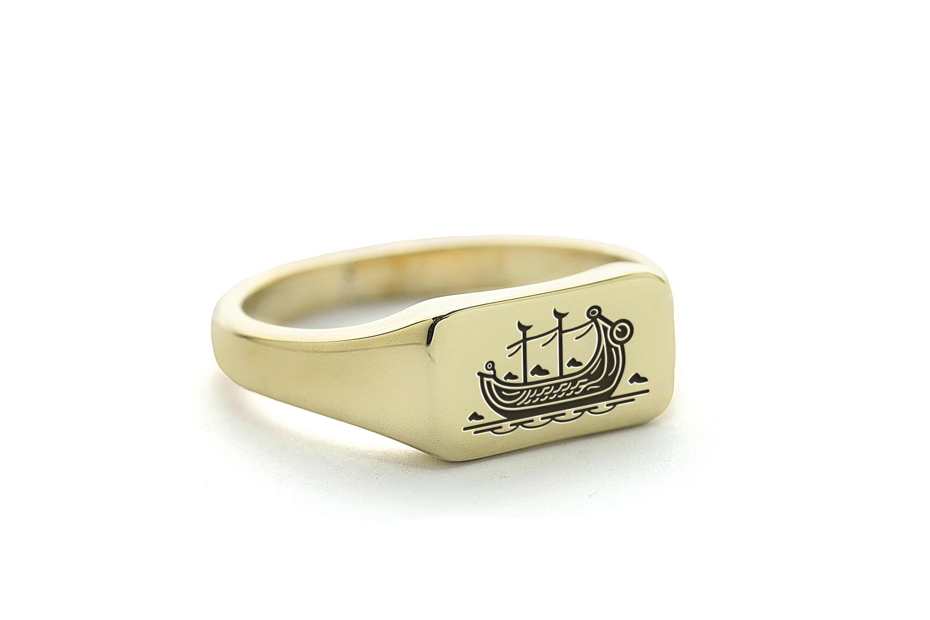 Viking Boat Engraved Ring