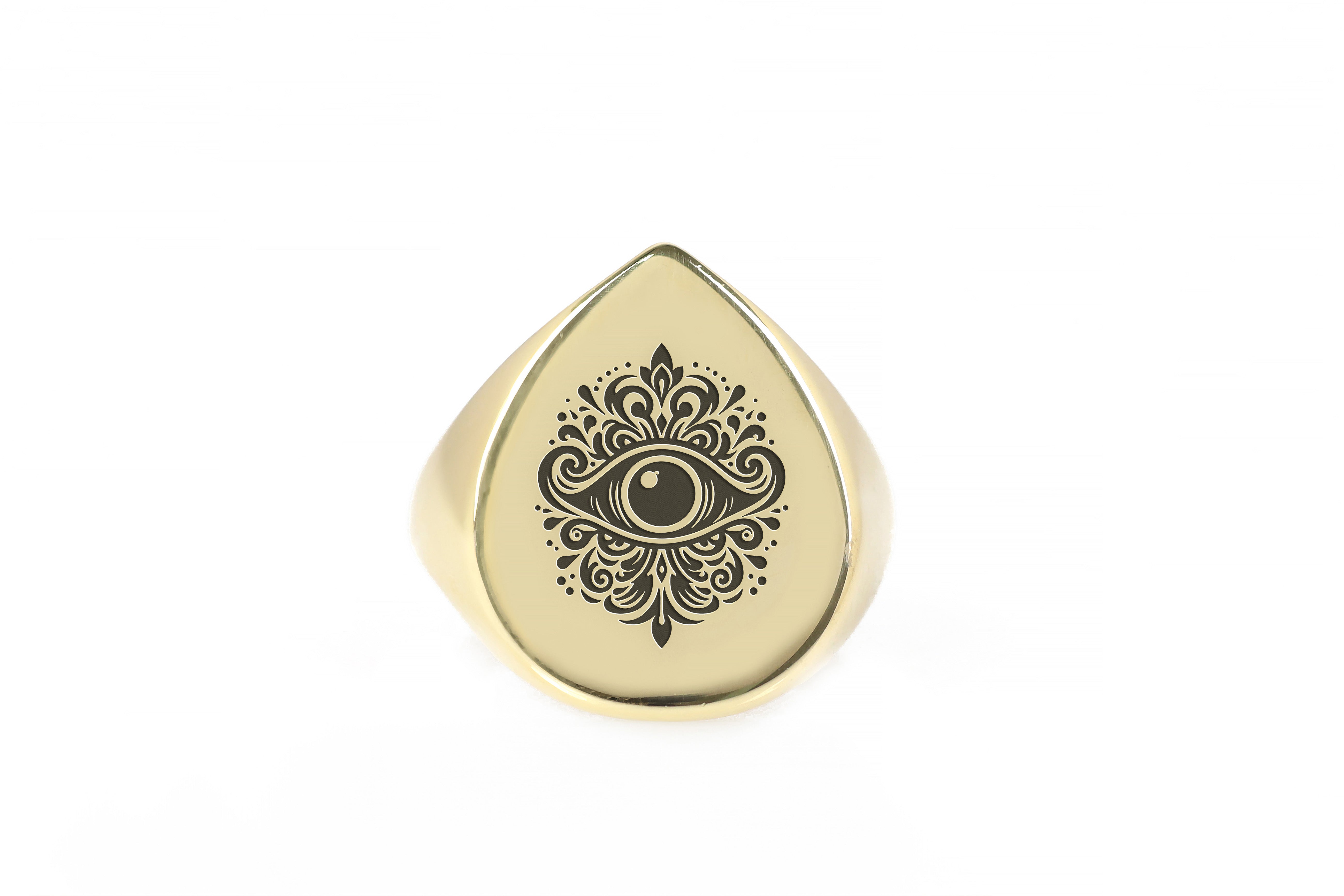 14k Gold Evil Eye Signet Ring