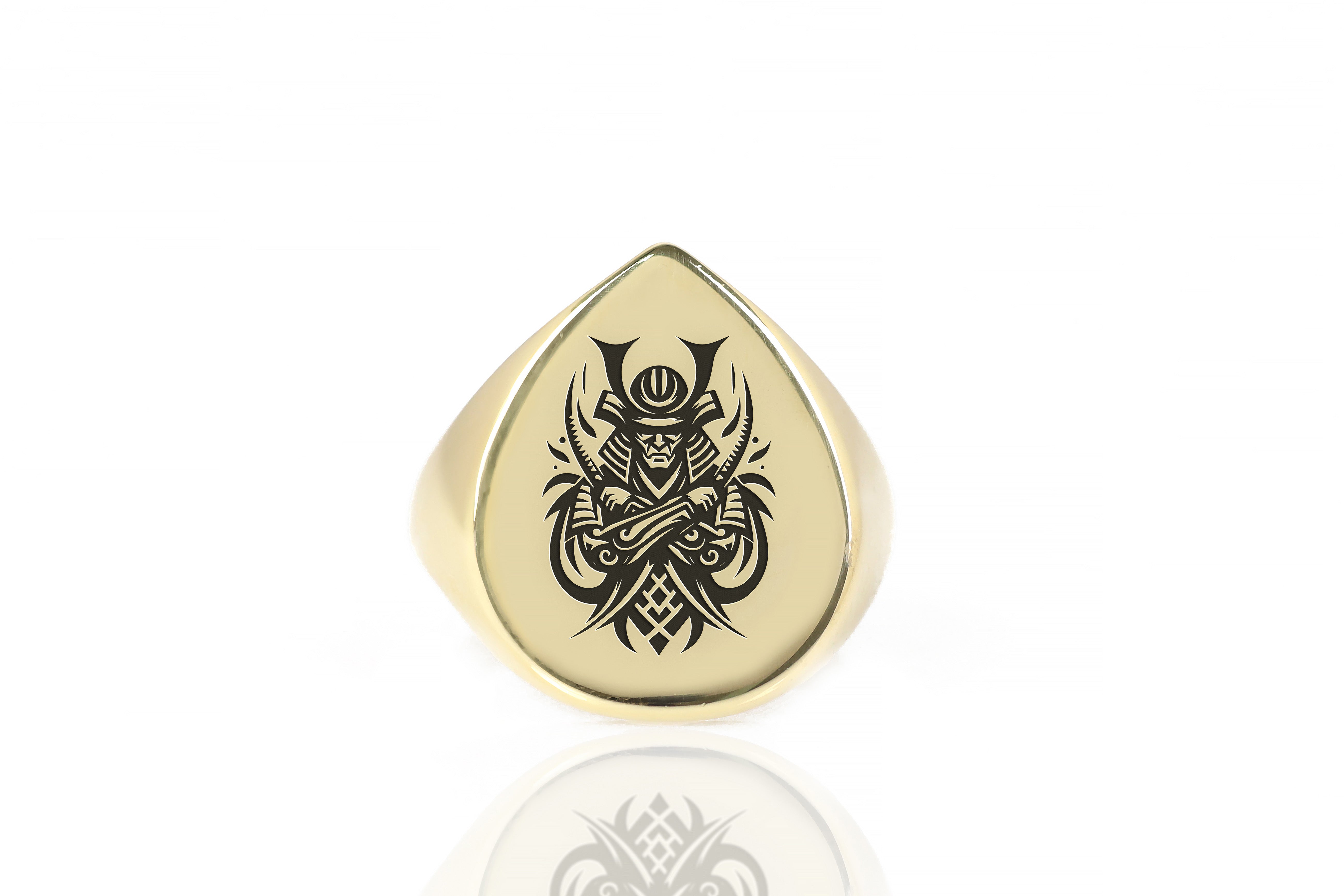 14k Gold Samurai Signet Ring