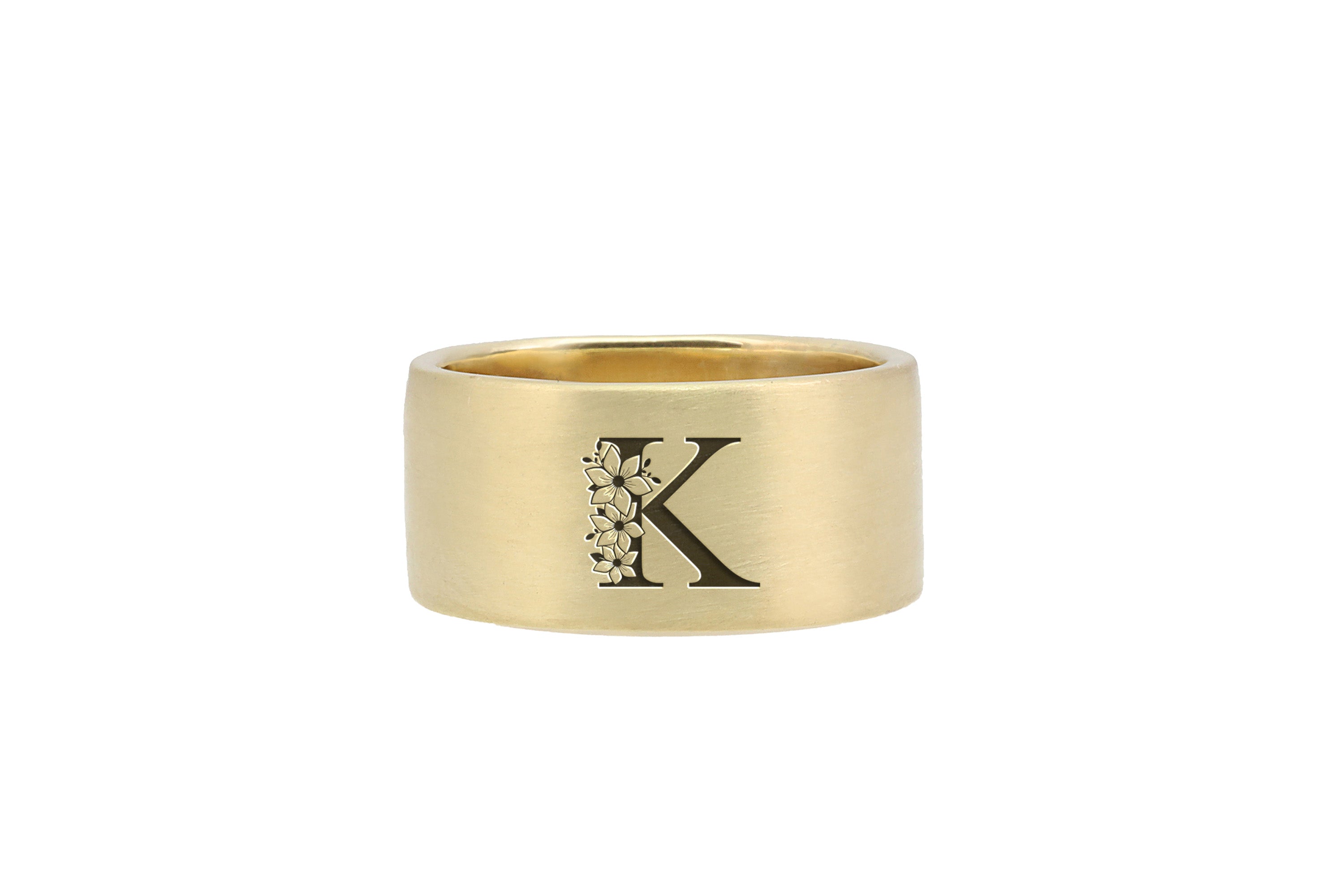 Engraved Flowered Wedding Ring