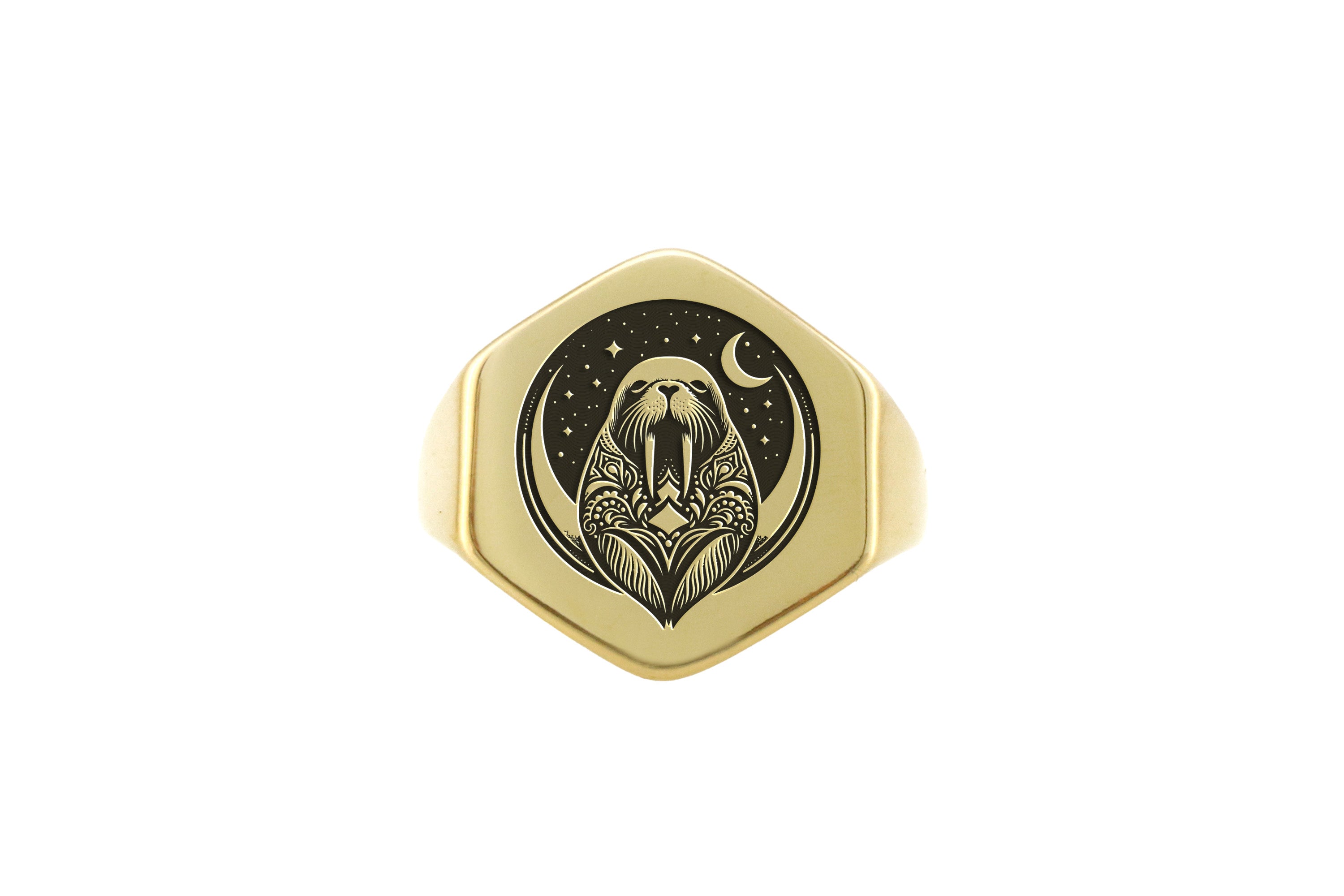 Engraved Seal Gold Ring