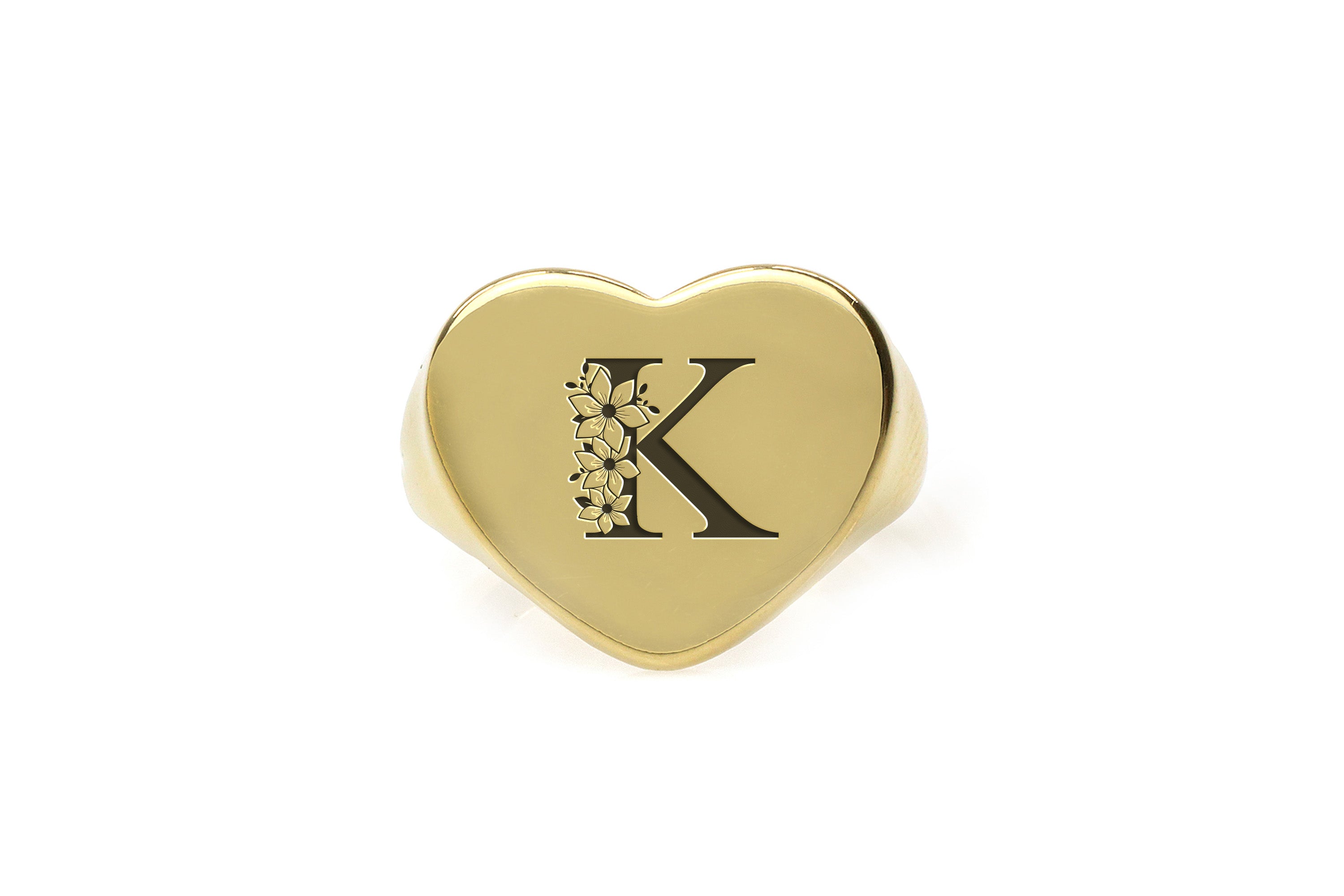 Heart Shaped Letter Gold Ring