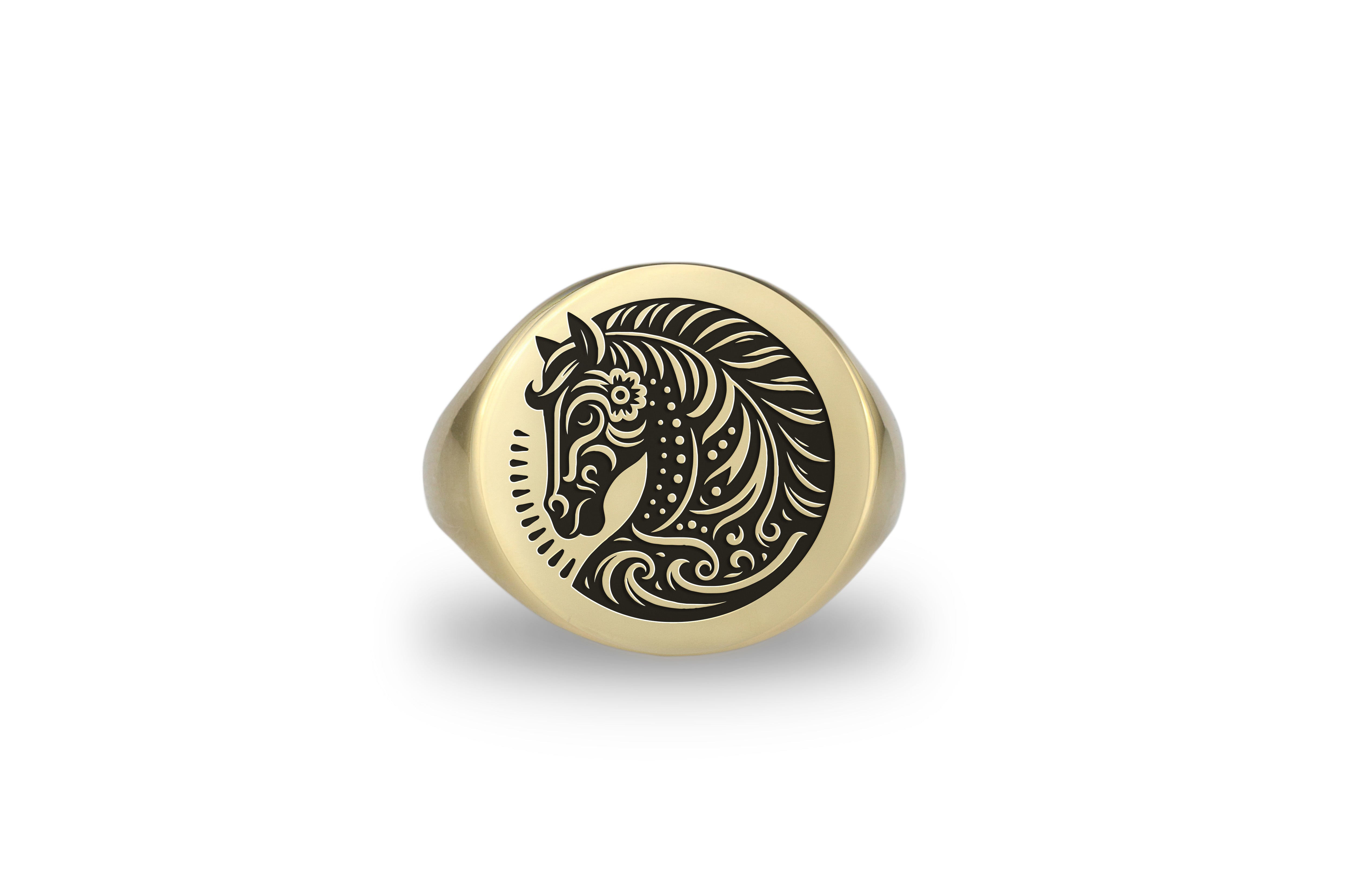Gold Horse Signet Ring