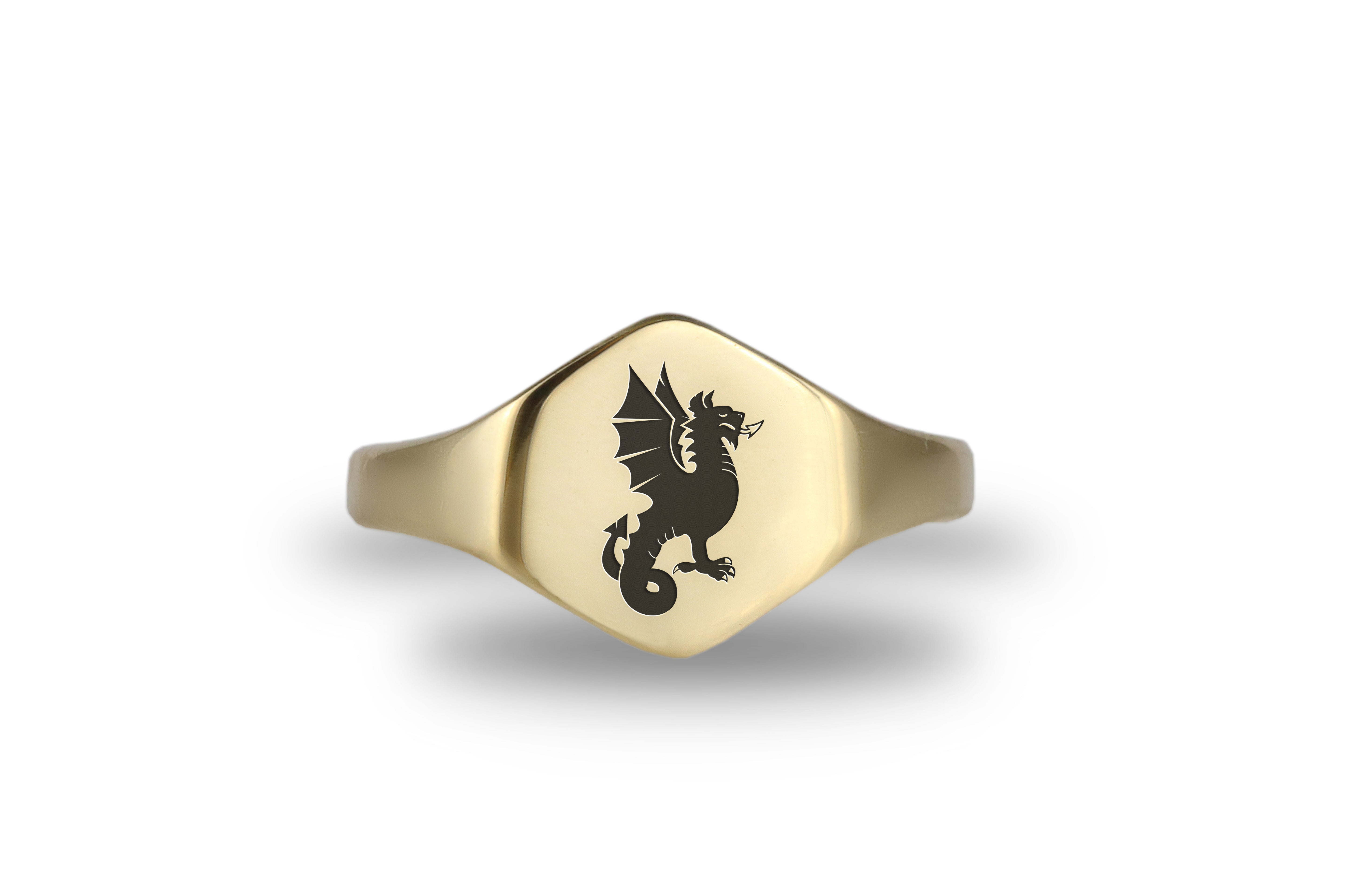 14k Gold Dragon Signet Ring