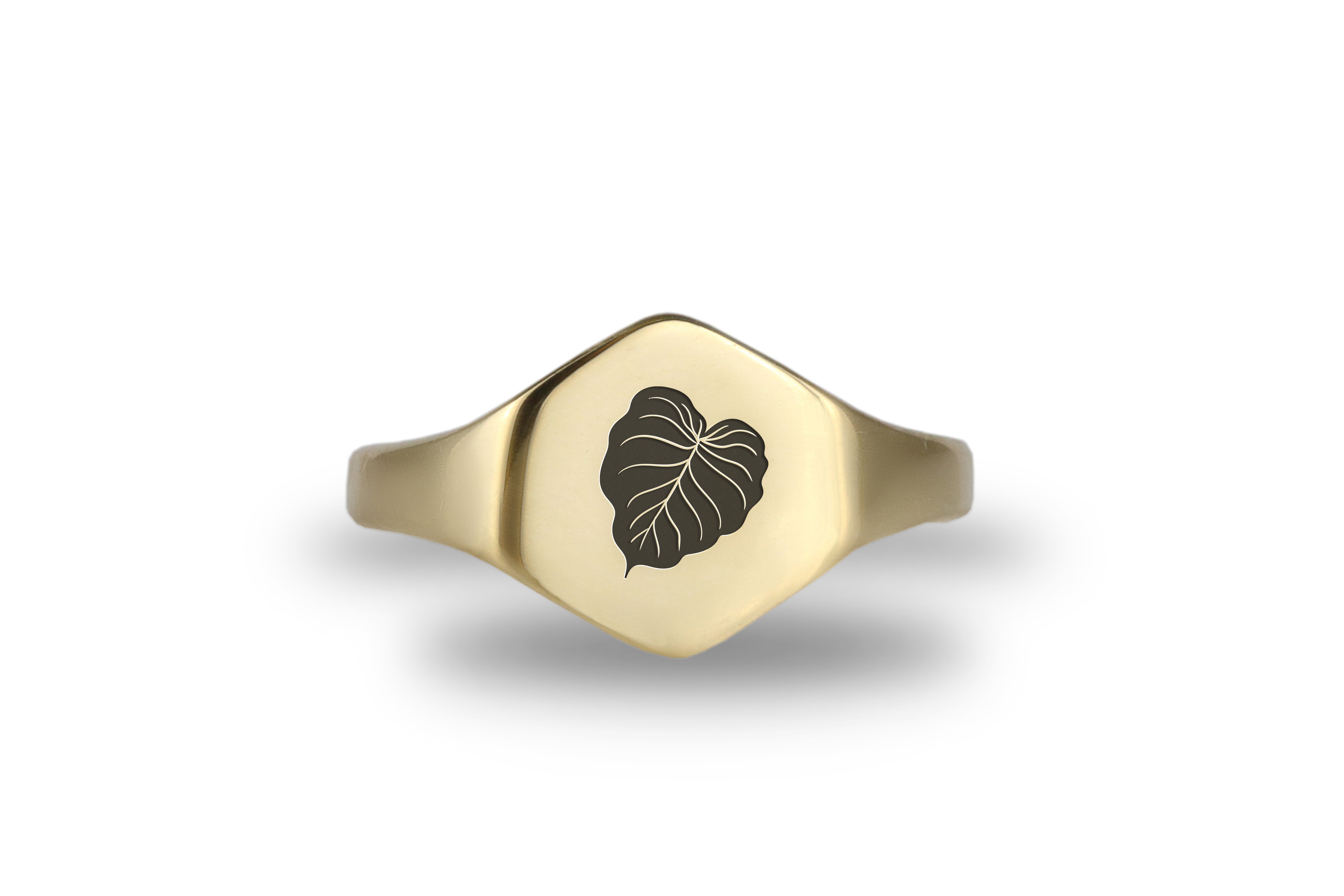 14k Gold Custom Leaf Ring