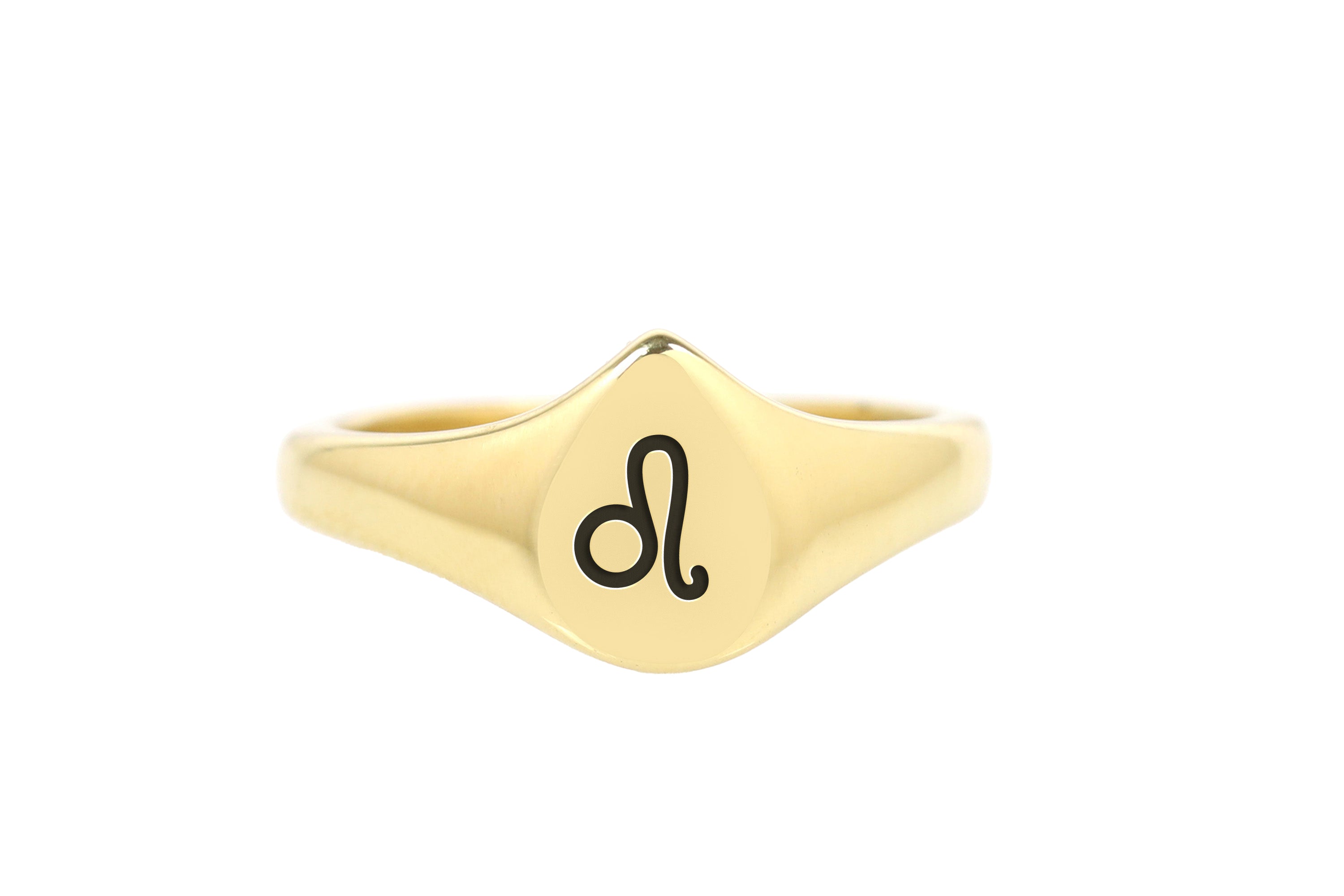 14k Gold Leo Pear Ring