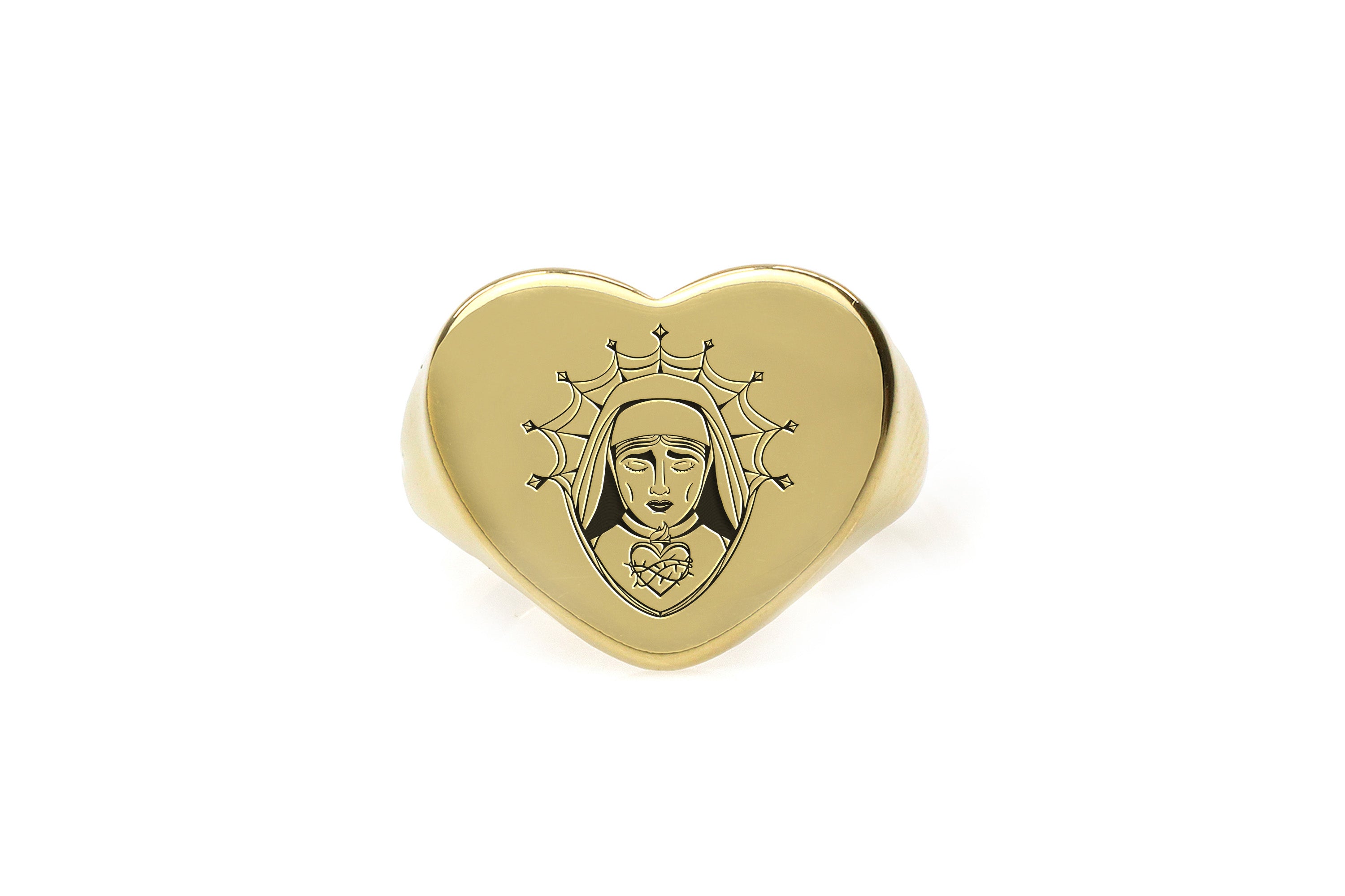 Chicano Virgin Mary Gold Ring