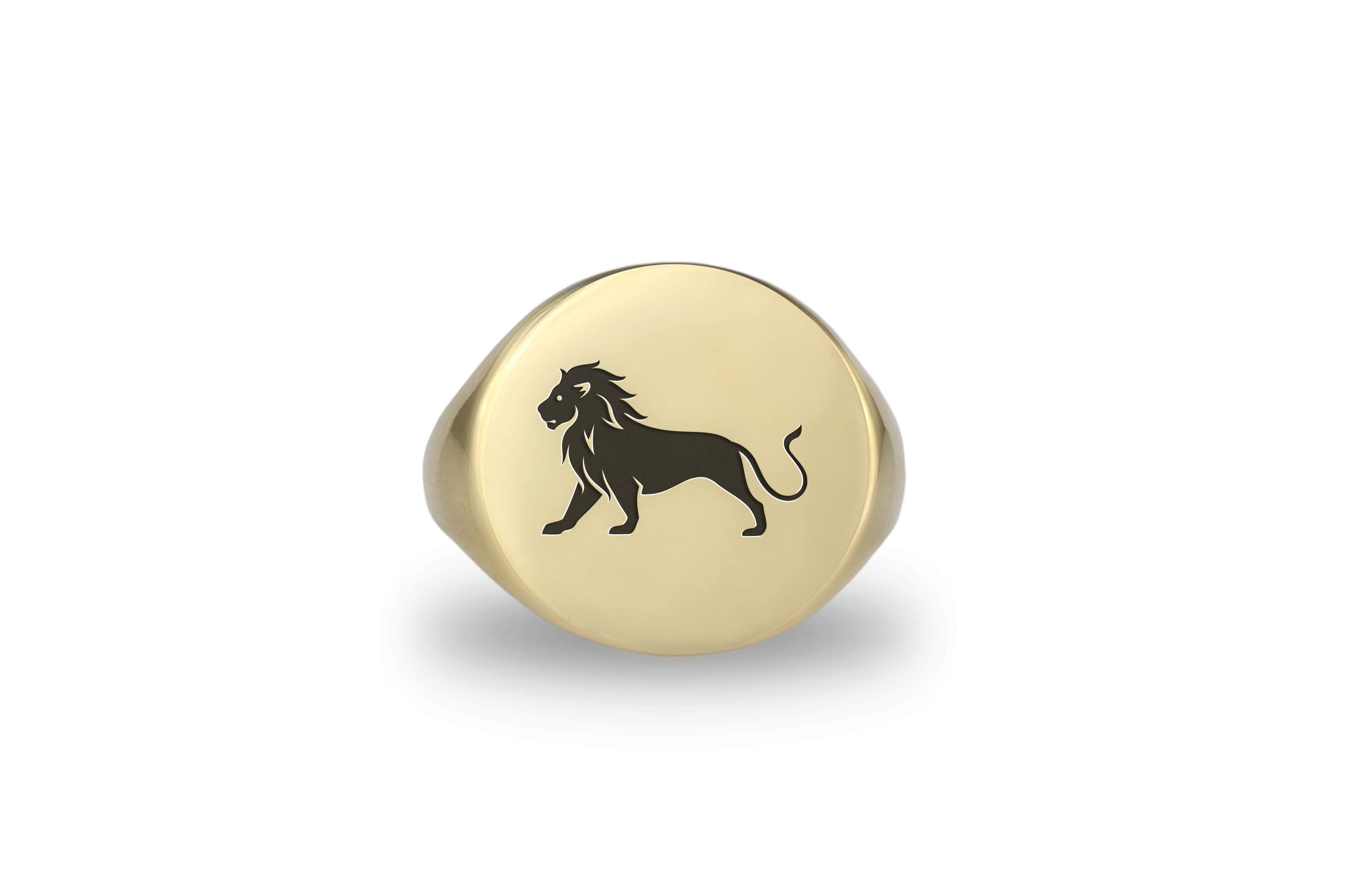 Personalized Leo Zodiac Round Gold Signet Ring